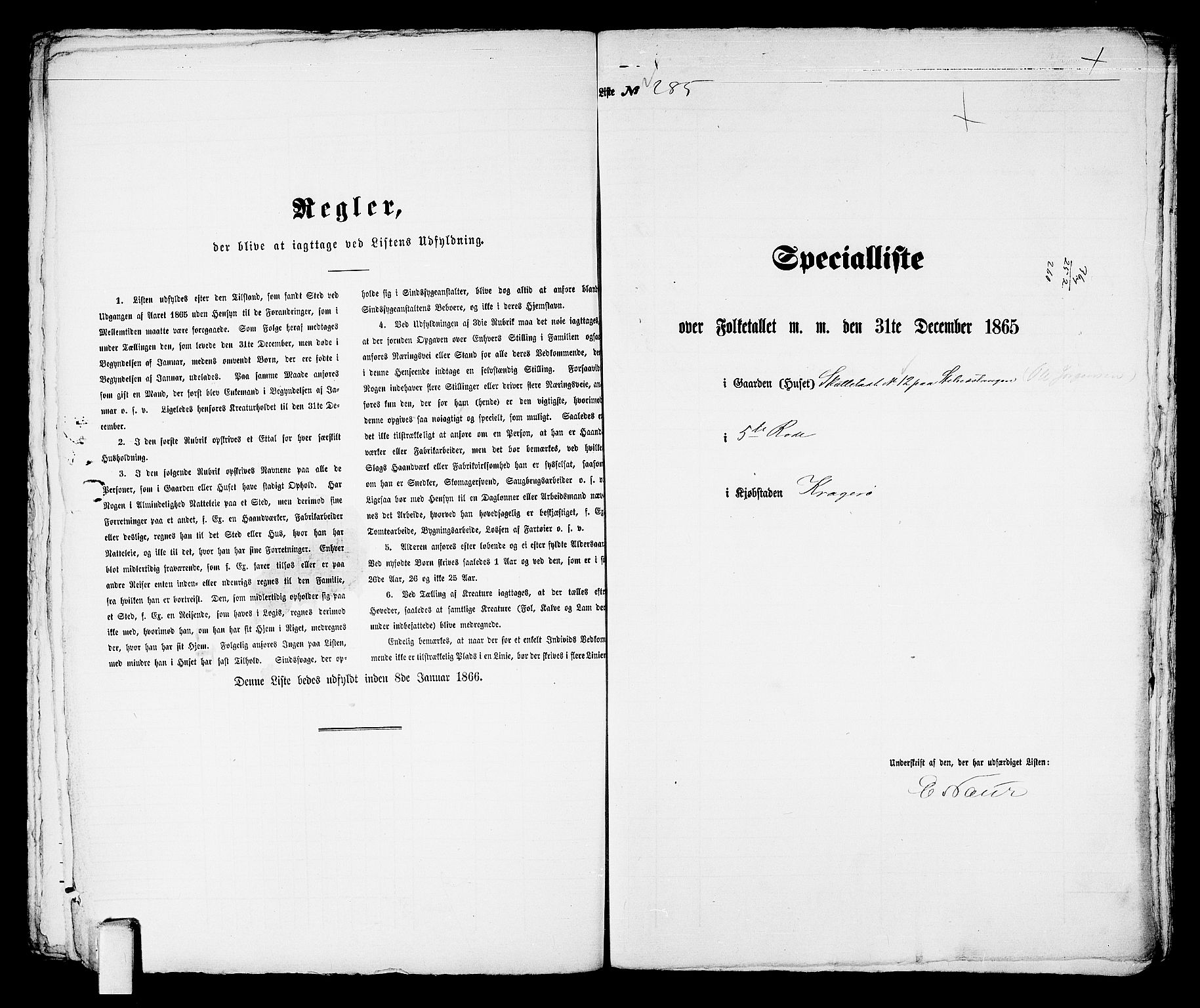 RA, 1865 census for Kragerø/Kragerø, 1865, p. 580