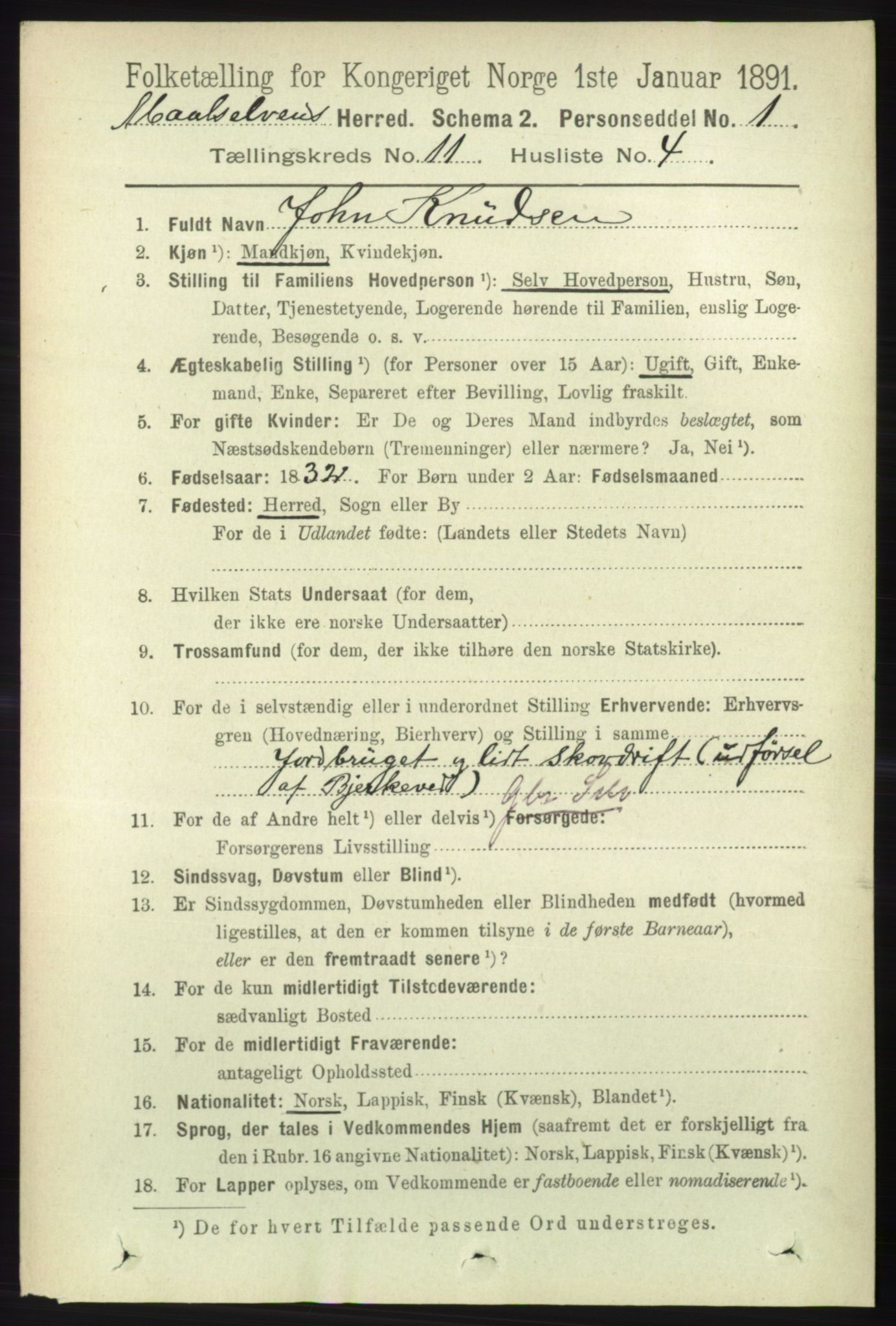 RA, 1891 census for 1924 Målselv, 1891, p. 3294