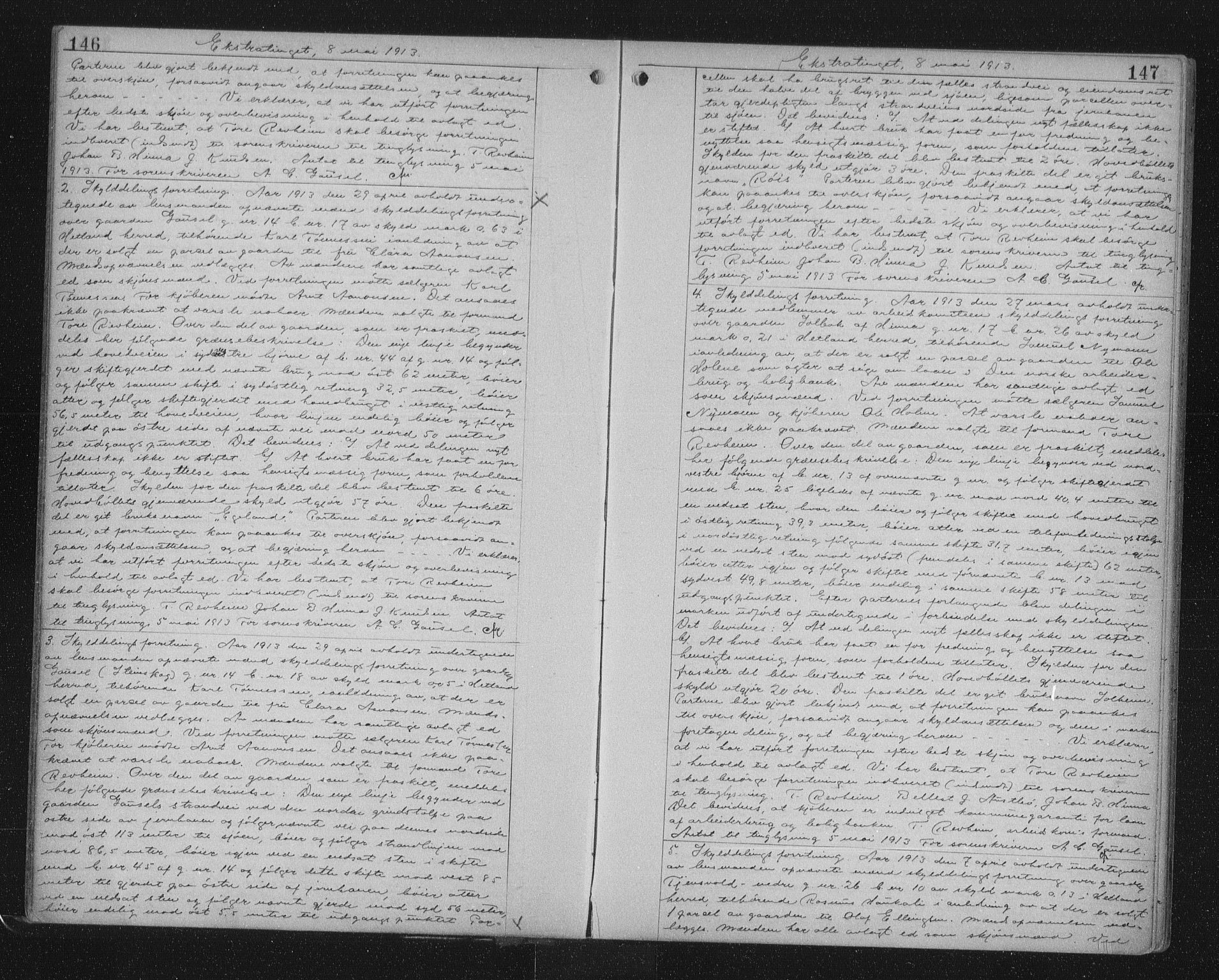 Jæren sorenskriveri, SAST/A-100310/01/4/41/41BF/L0025: Mortgage book no. 28a, 1913-1914, p. 146-147