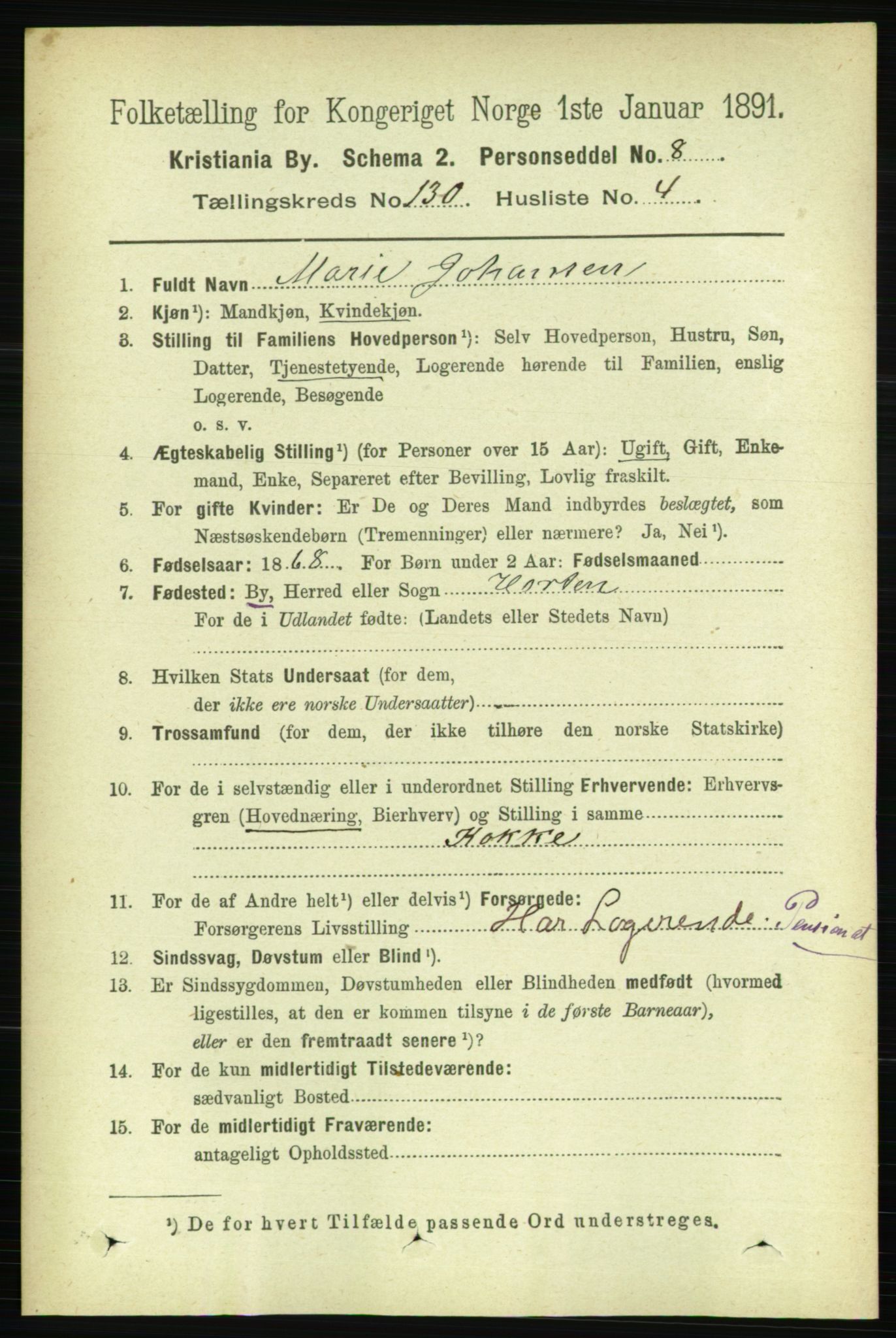 RA, 1891 census for 0301 Kristiania, 1891, p. 70101