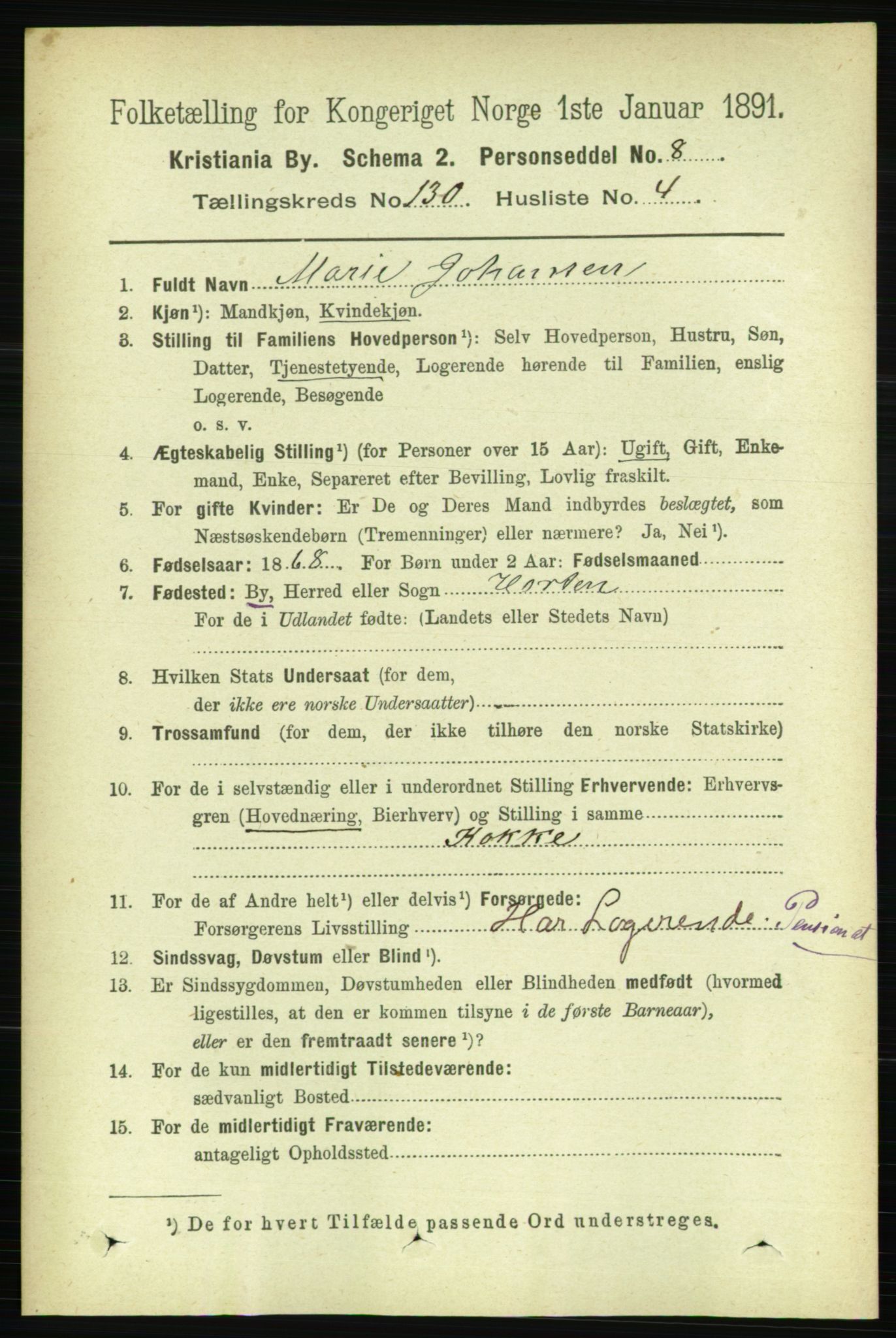 RA, 1891 census for 0301 Kristiania, 1891, p. 70101