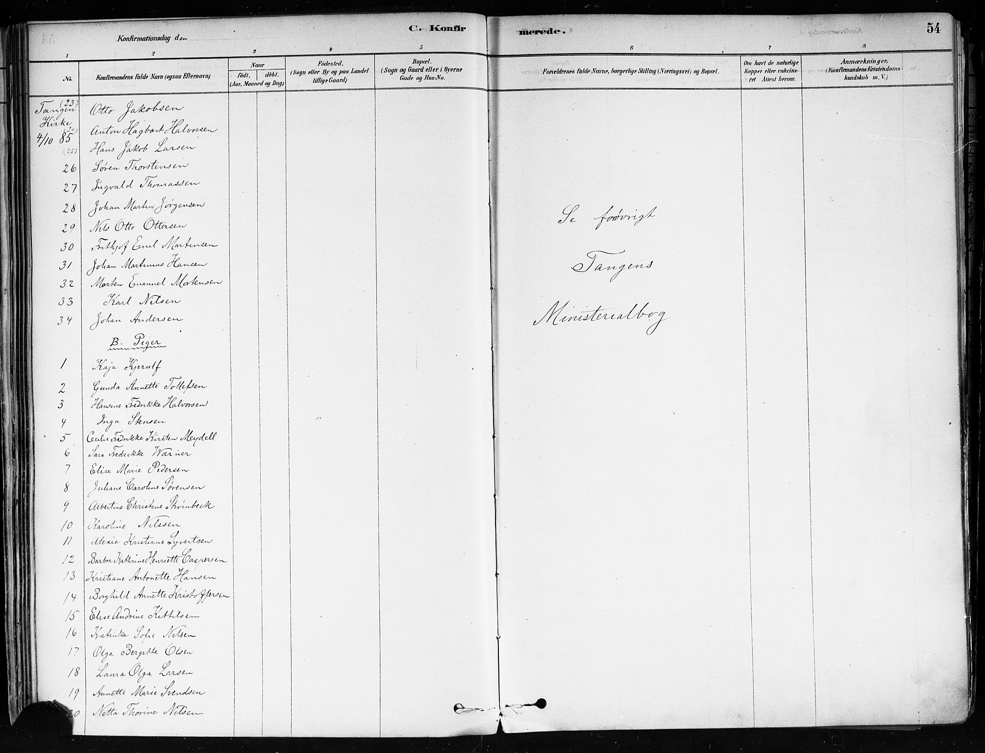 Strømsø kirkebøker, AV/SAKO-A-246/F/Fa/L0022: Parish register (official) no. I 22, 1879-1899, p. 54