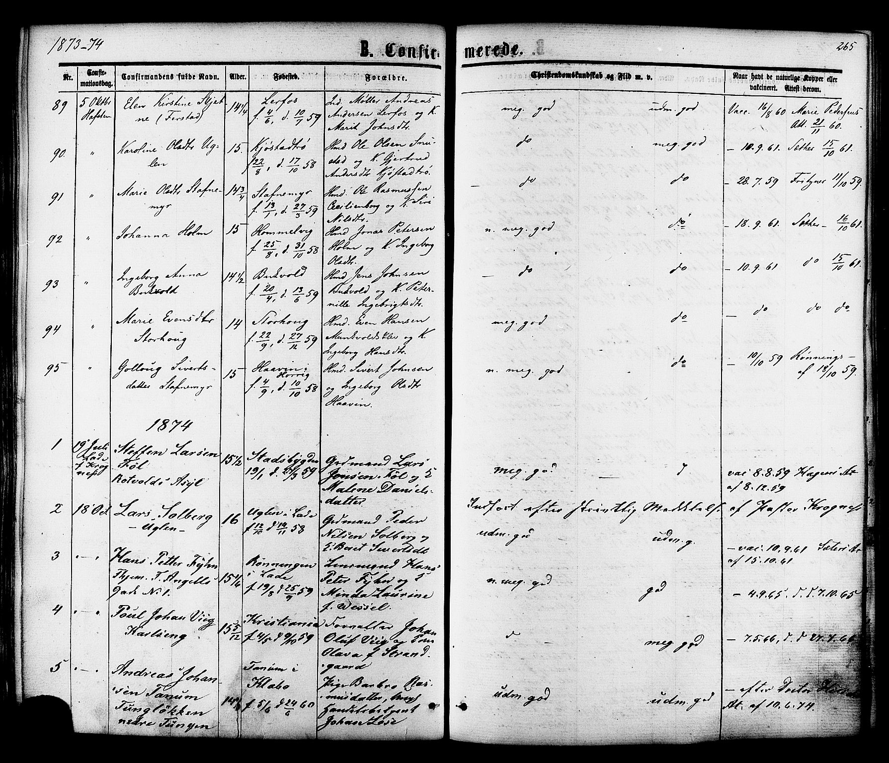 Ministerialprotokoller, klokkerbøker og fødselsregistre - Sør-Trøndelag, SAT/A-1456/606/L0293: Parish register (official) no. 606A08, 1866-1877, p. 265