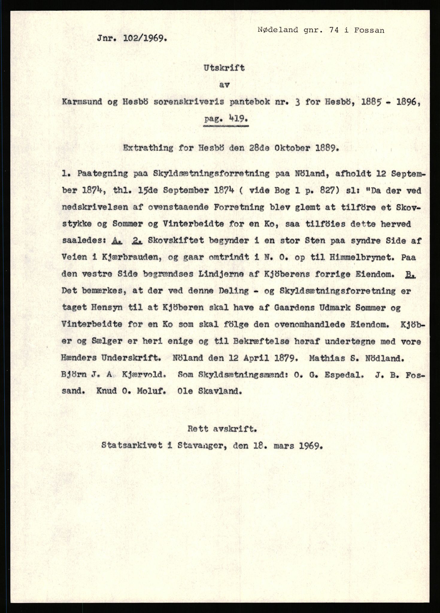 Statsarkivet i Stavanger, SAST/A-101971/03/Y/Yj/L0064: Avskrifter sortert etter gårdsnavn: Noreim - Odland i Bjerkreim, 1750-1930, p. 545