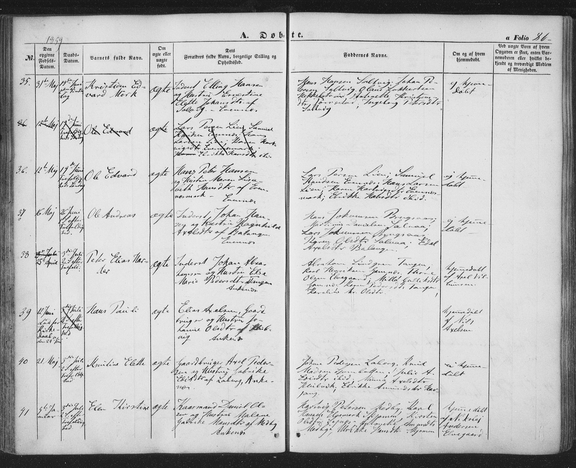 Ministerialprotokoller, klokkerbøker og fødselsregistre - Nordland, SAT/A-1459/863/L0895: Parish register (official) no. 863A07, 1851-1860, p. 86
