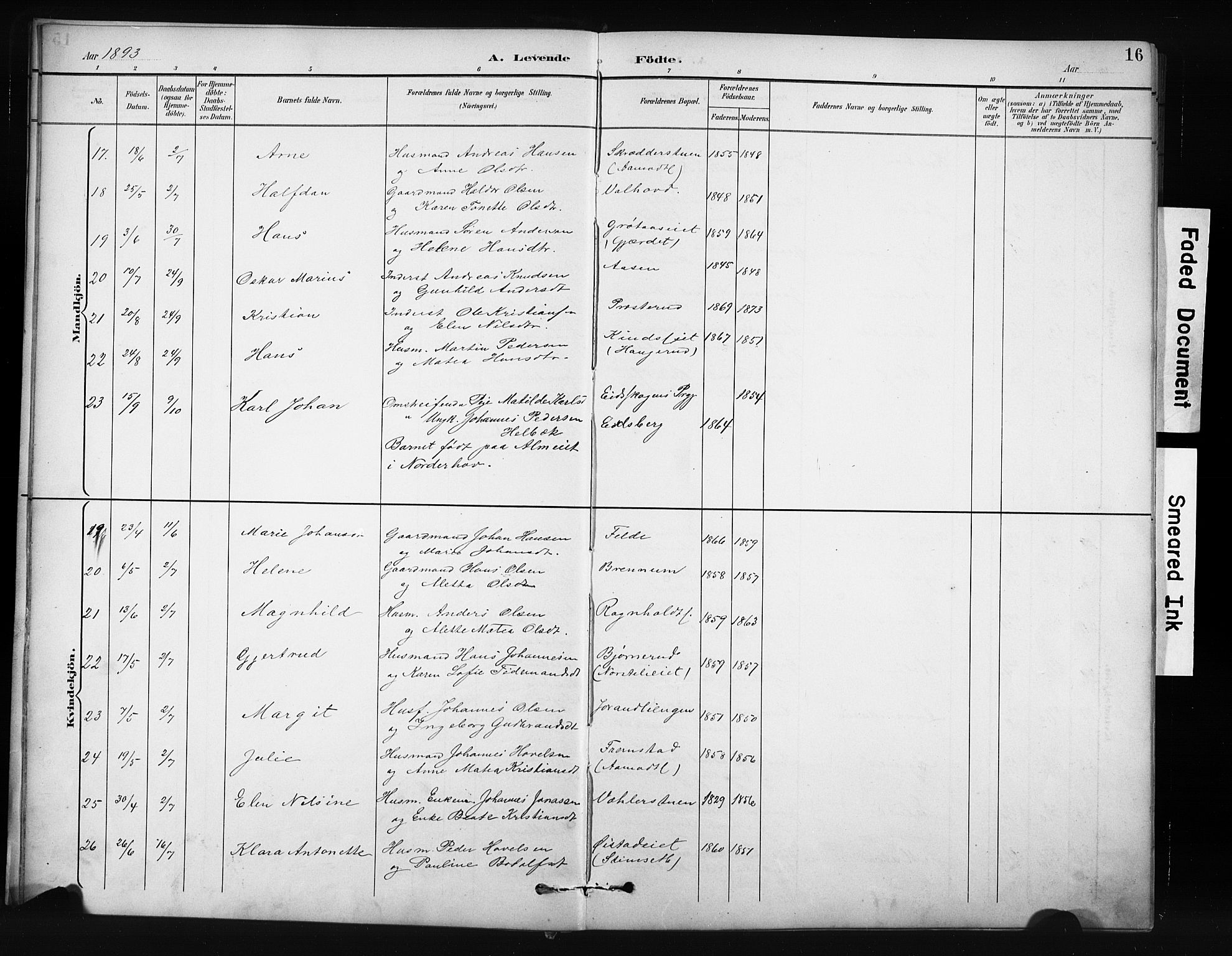 Nordre Land prestekontor, AV/SAH-PREST-124/H/Ha/Hab/L0012: Parish register (copy) no. 12, 1891-1909, p. 16