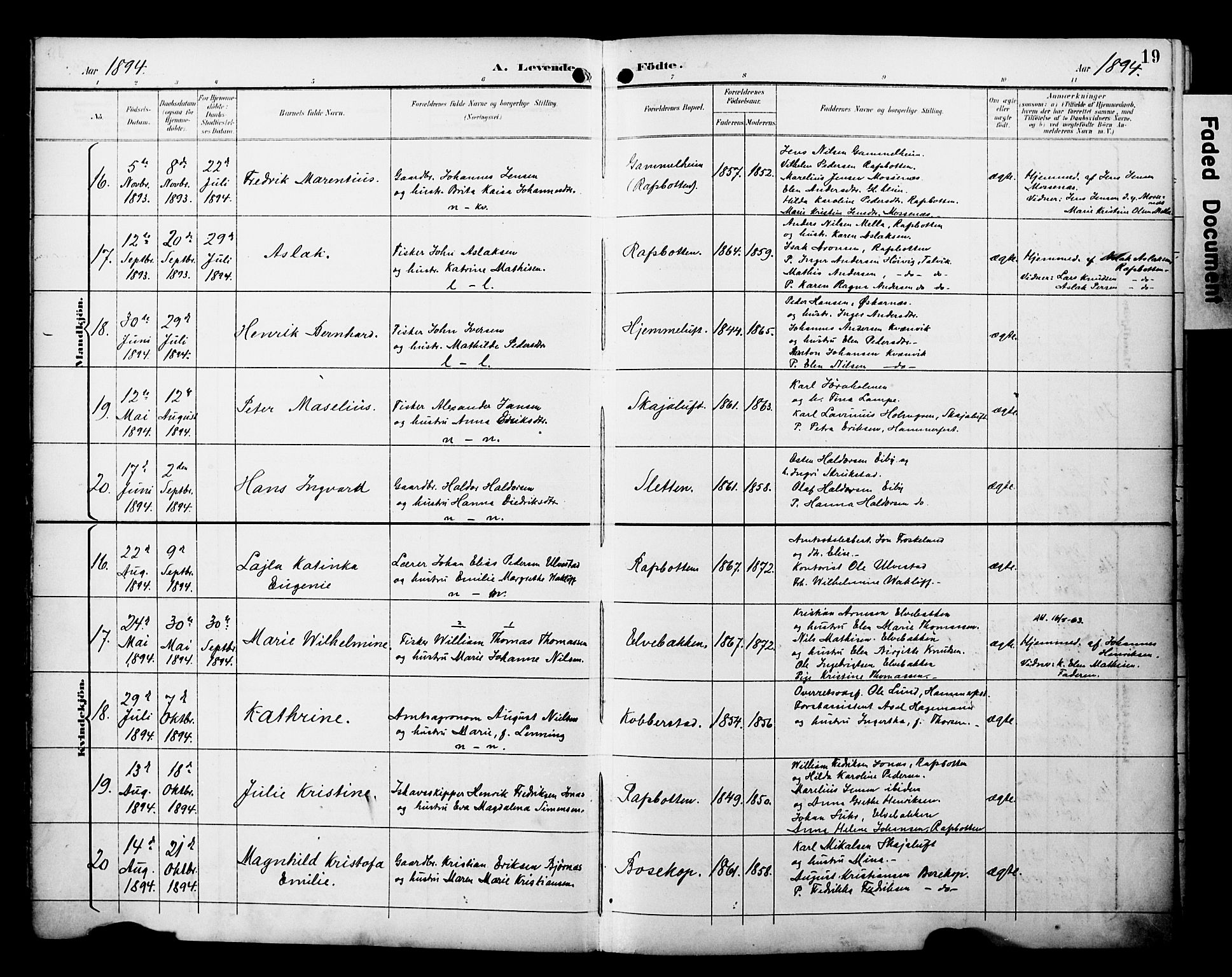 Alta sokneprestkontor, AV/SATØ-S-1338/H/Ha/L0003.kirke: Parish register (official) no. 3, 1892-1904, p. 19
