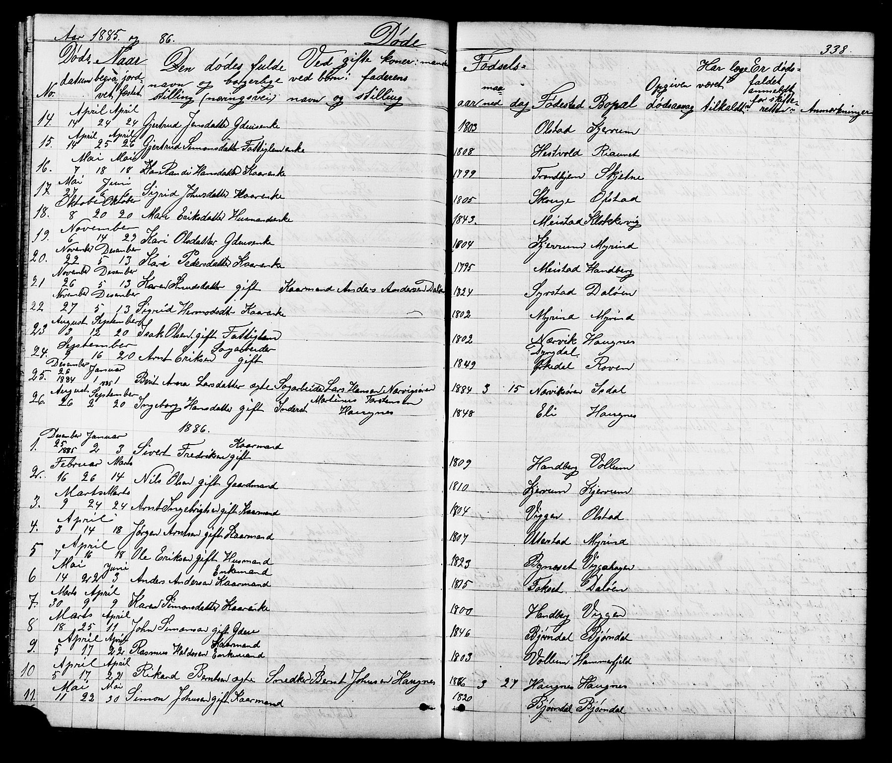 Ministerialprotokoller, klokkerbøker og fødselsregistre - Sør-Trøndelag, SAT/A-1456/665/L0777: Parish register (copy) no. 665C02, 1867-1915, p. 338