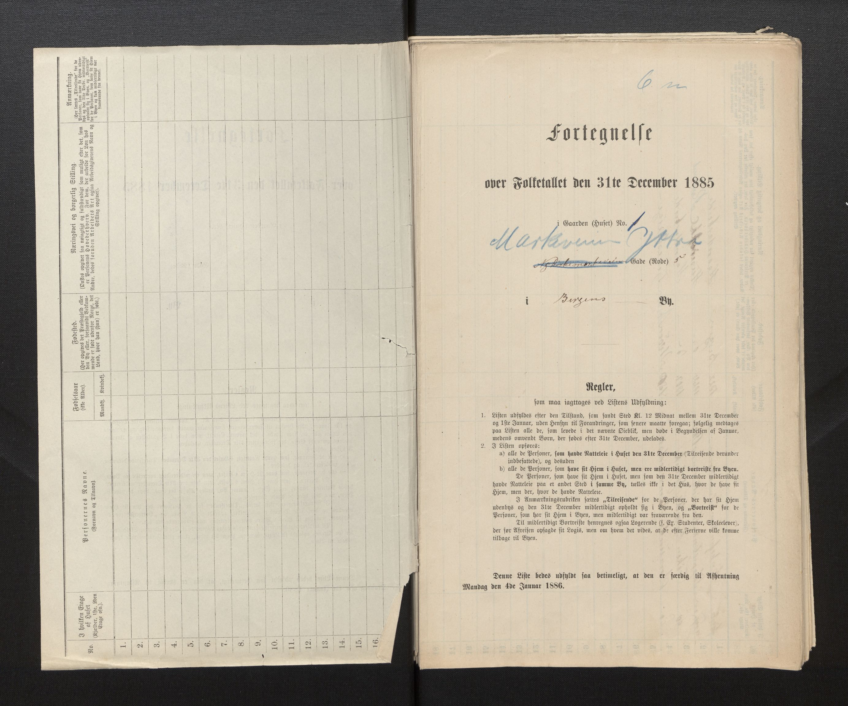 SAB, 1885 census for 1301 Bergen, 1885, p. 3719