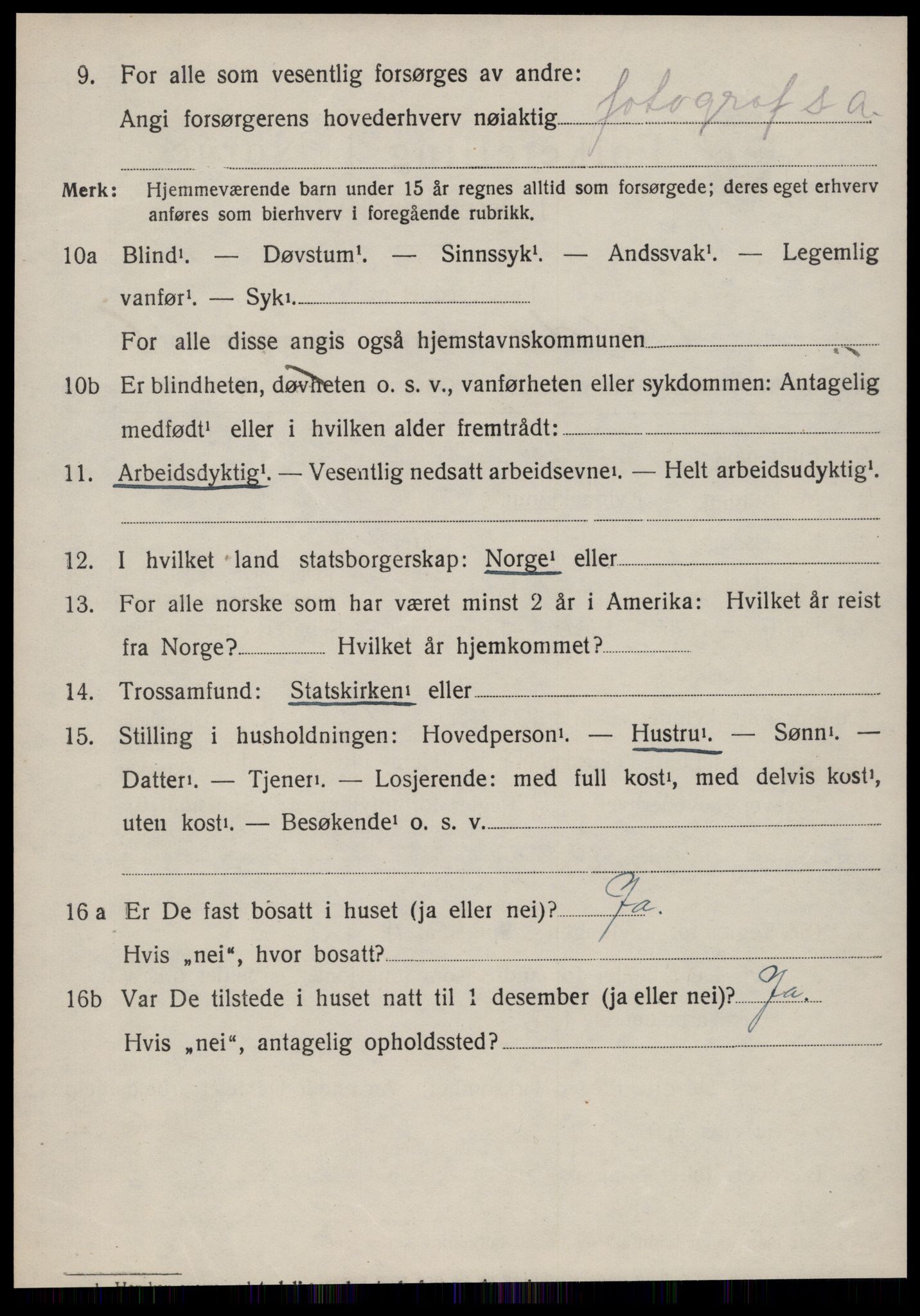 SAT, 1920 census for Volda, 1920, p. 5479