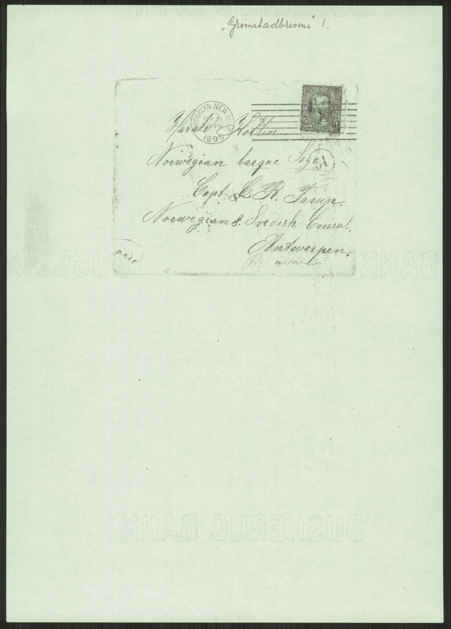 Samlinger til kildeutgivelse, Amerikabrevene, AV/RA-EA-4057/F/L0025: Innlån fra Aust-Agder: Aust-Agder-Arkivet, Grimstadbrevene, 1838-1914, p. 21