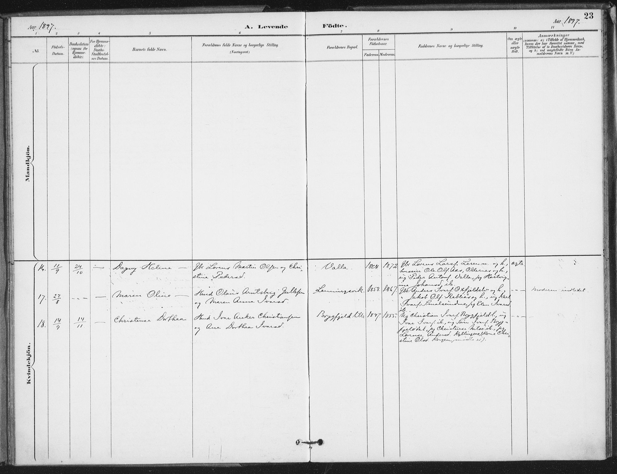 Ministerialprotokoller, klokkerbøker og fødselsregistre - Nordland, SAT/A-1459/826/L0380: Parish register (official) no. 826A03, 1891-1911, p. 23