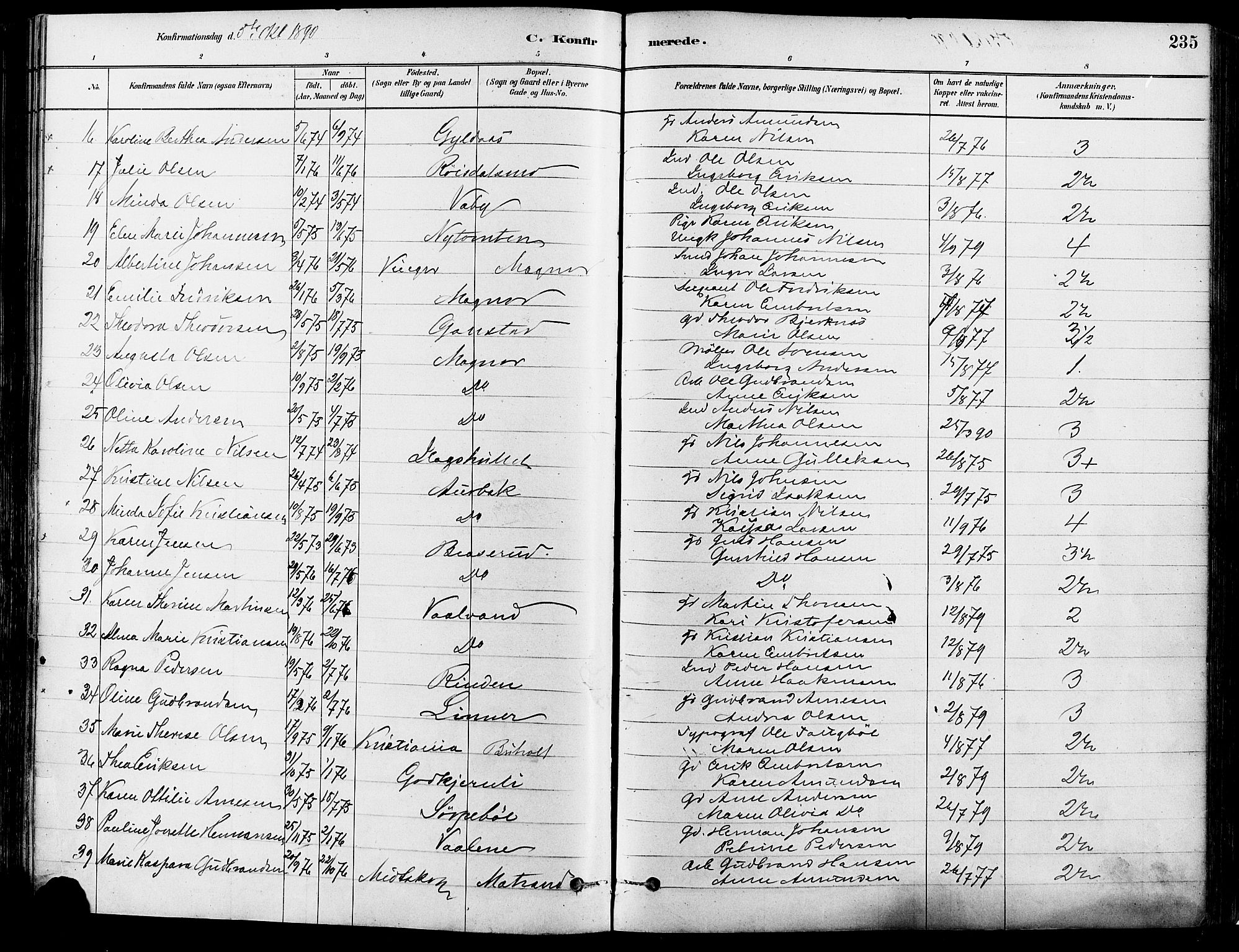 Eidskog prestekontor, AV/SAH-PREST-026/H/Ha/Haa/L0003: Parish register (official) no. 3, 1879-1892, p. 235