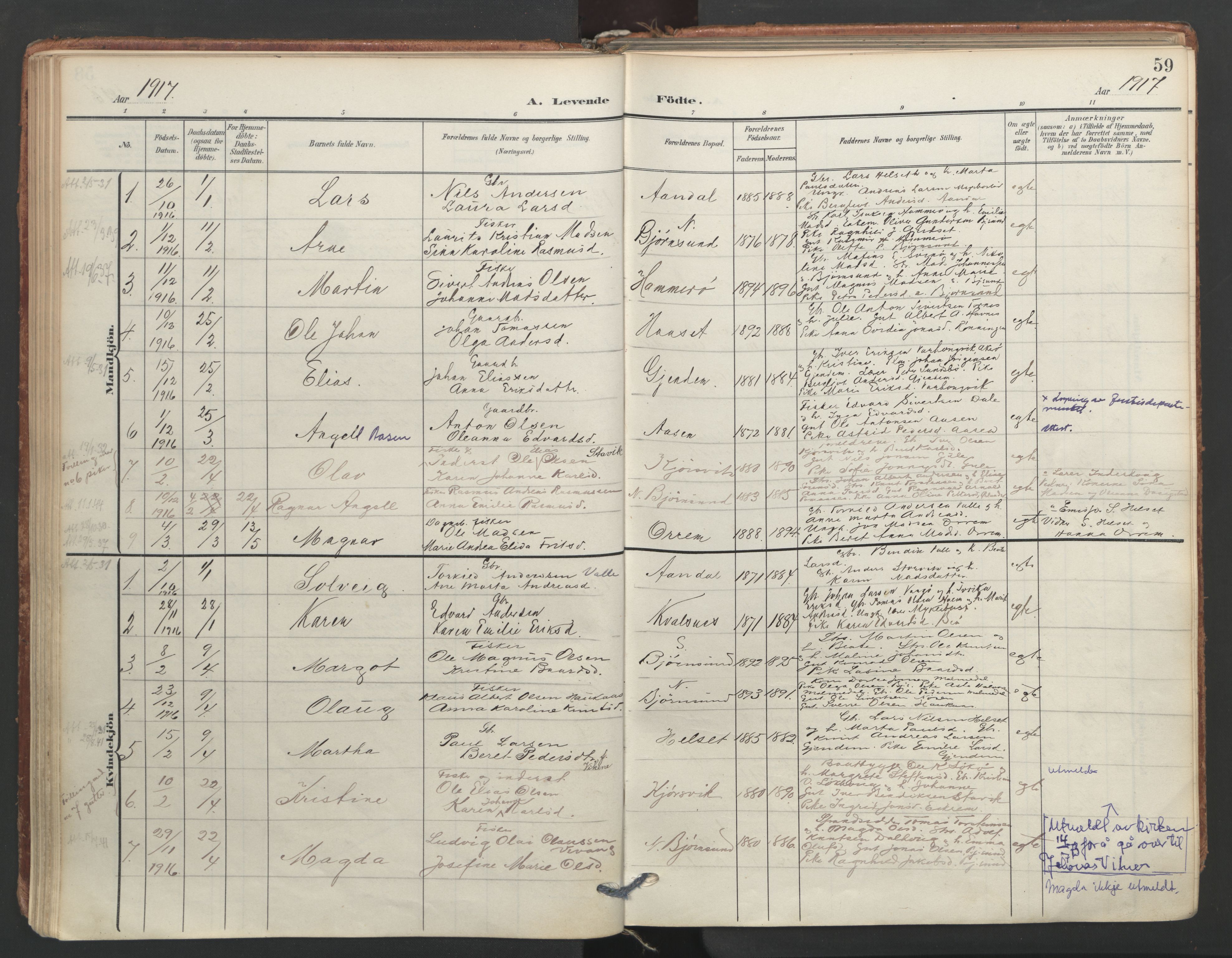 Ministerialprotokoller, klokkerbøker og fødselsregistre - Møre og Romsdal, SAT/A-1454/565/L0751: Parish register (official) no. 565A05, 1905-1979, p. 59