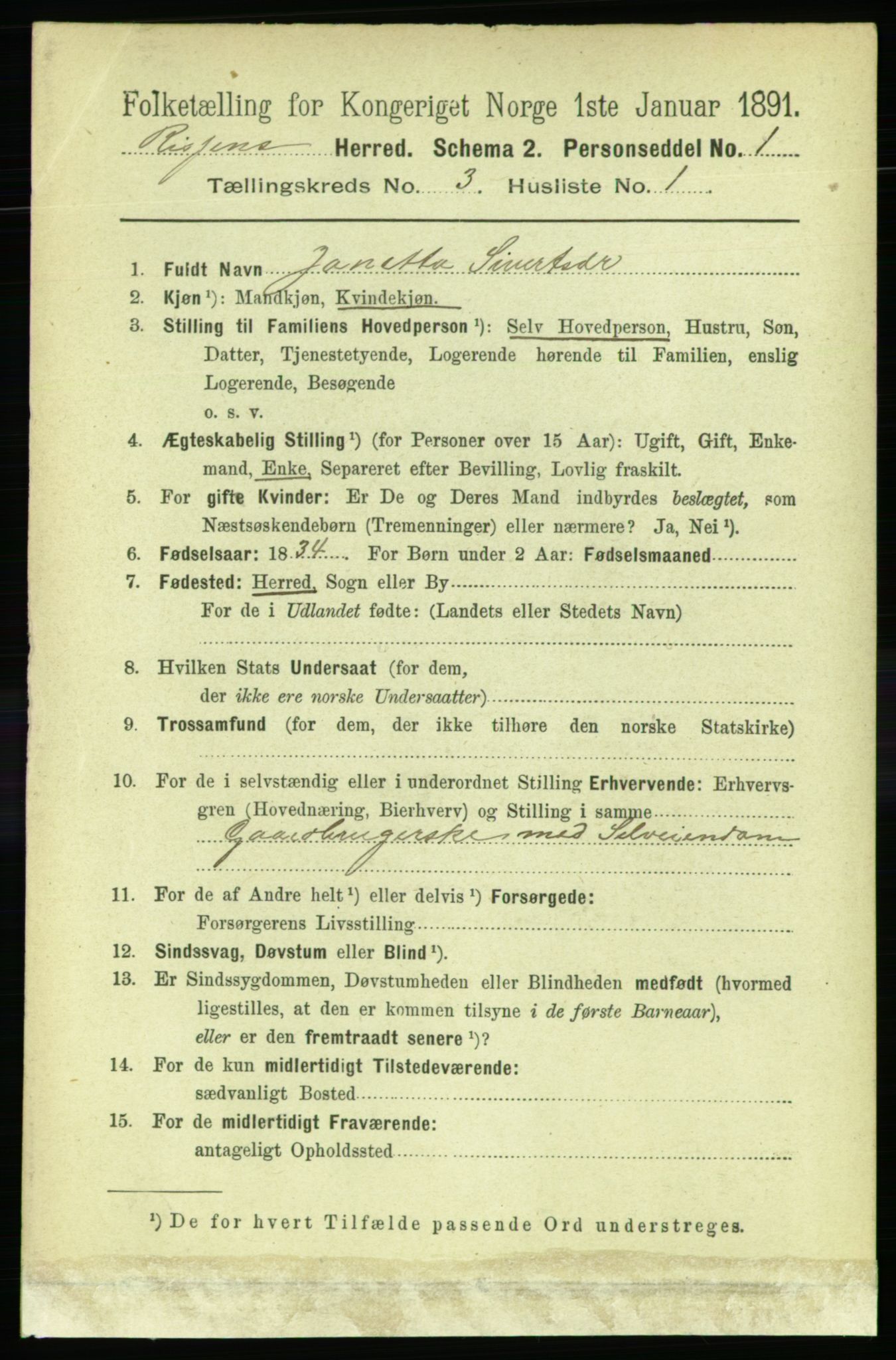 RA, 1891 census for 1624 Rissa, 1891, p. 1587