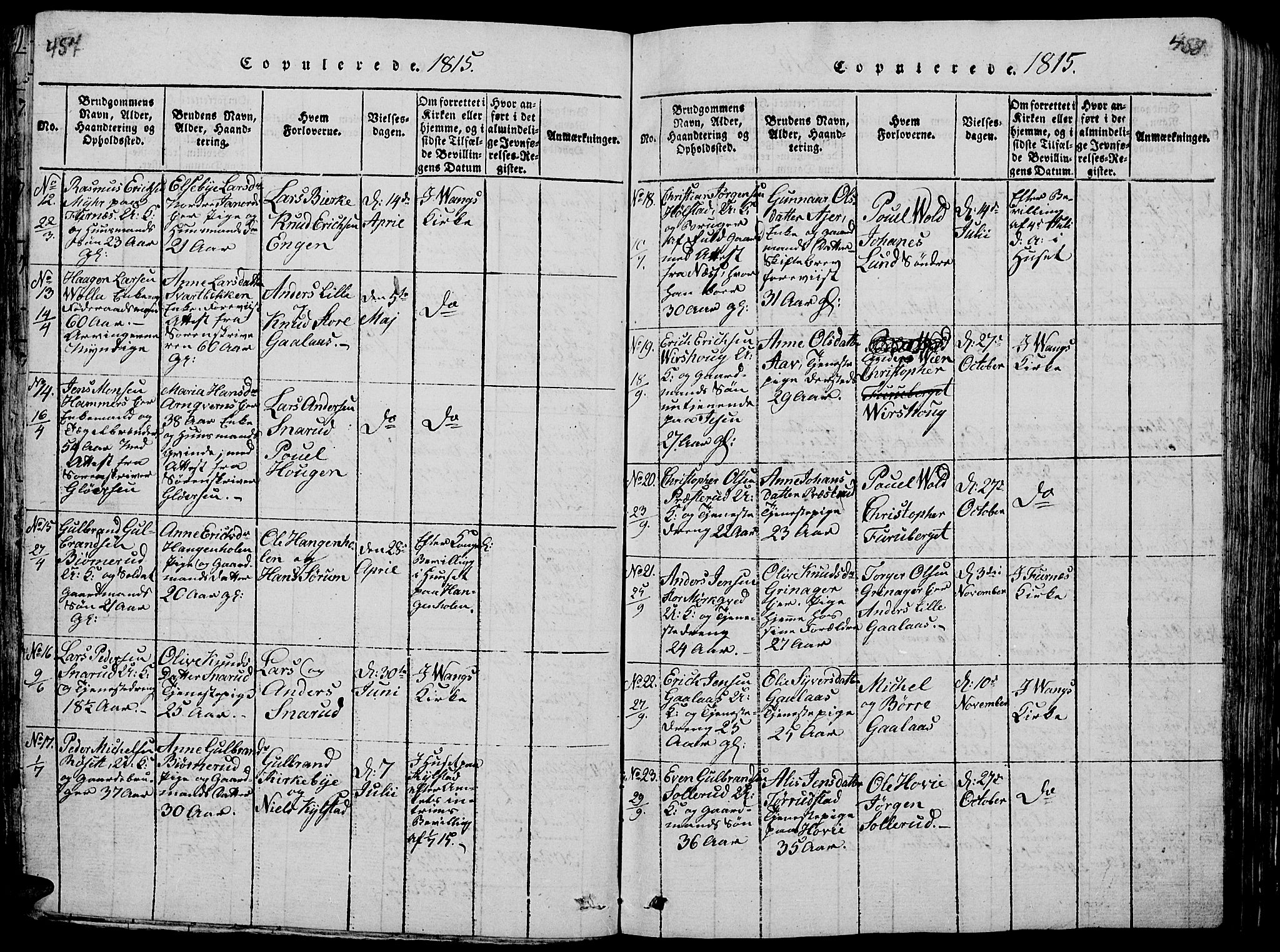 Vang prestekontor, Hedmark, SAH/PREST-008/H/Ha/Hab/L0005: Parish register (copy) no. 5, 1815-1836, p. 457-458
