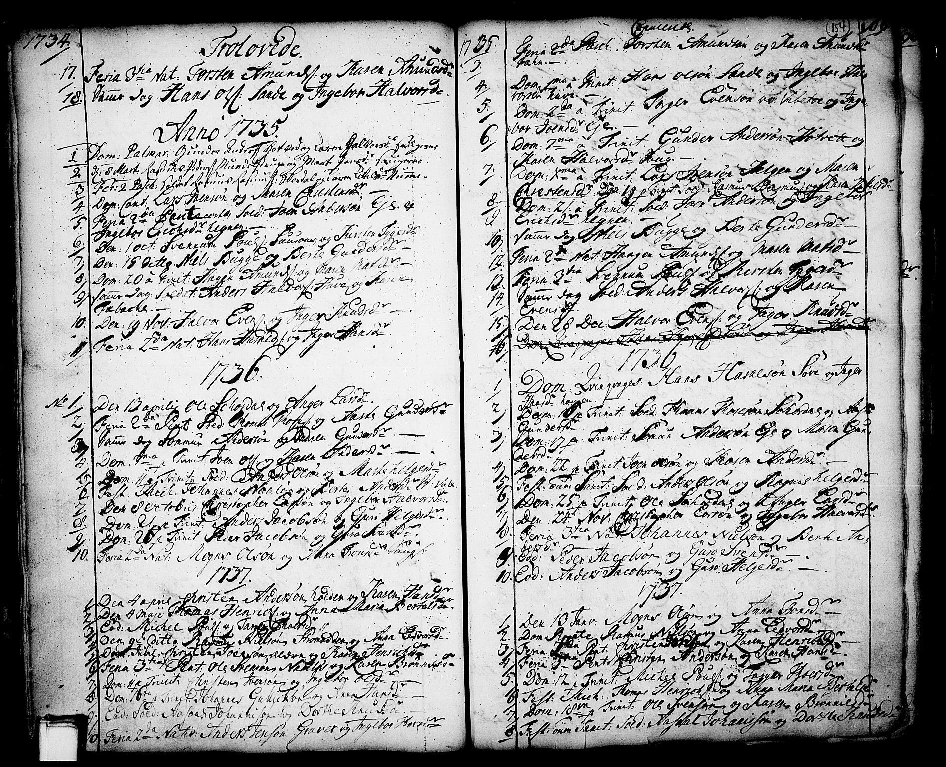 Holla kirkebøker, SAKO/A-272/F/Fa/L0001: Parish register (official) no. 1, 1717-1779, p. 154
