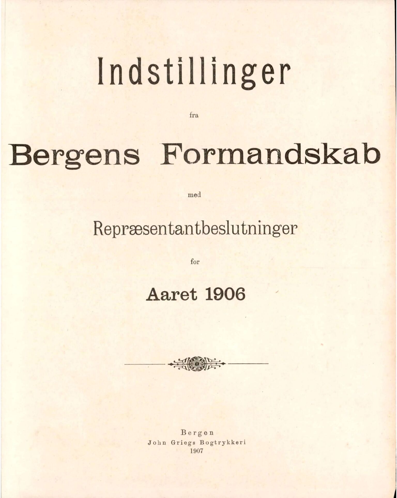 Bergen kommune. Formannskapet, BBA/A-0003/Ad/L0074: Bergens Kommuneforhandlinger, bind I, 1906