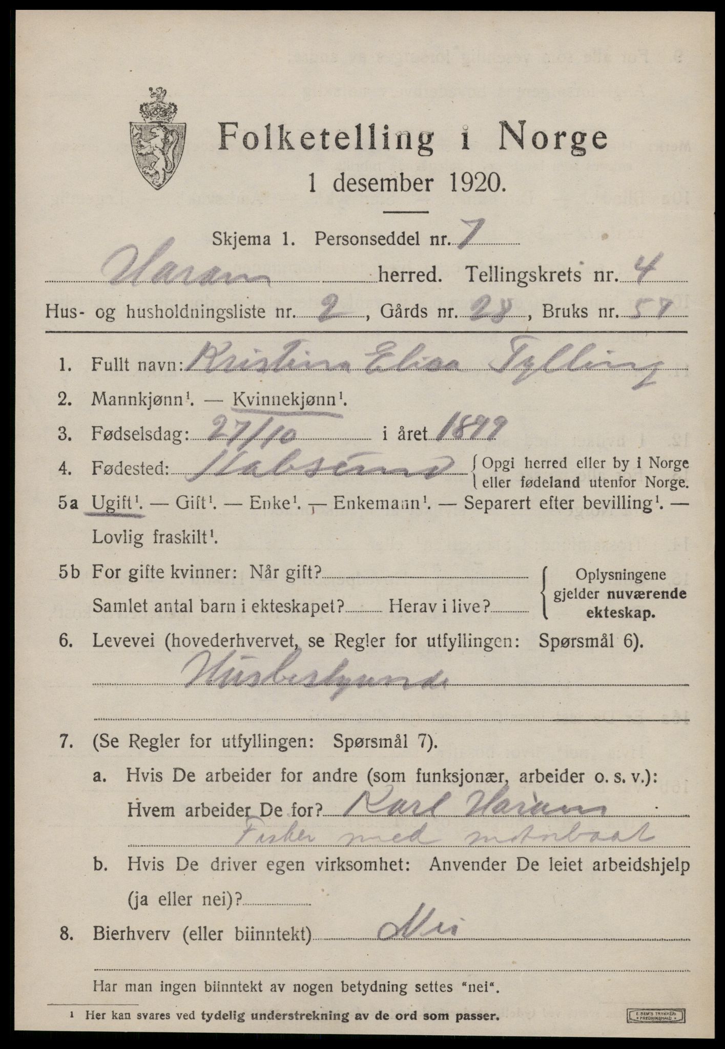 SAT, 1920 census for Haram, 1920, p. 2253