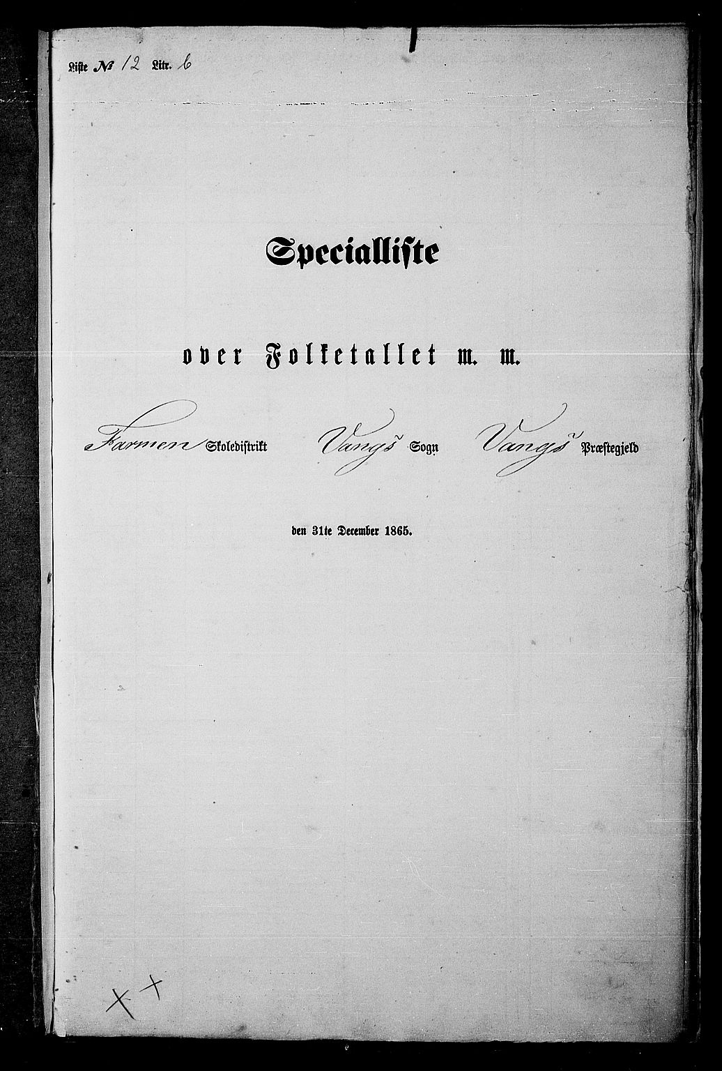 RA, 1865 census for Vang/Vang og Furnes, 1865, p. 320