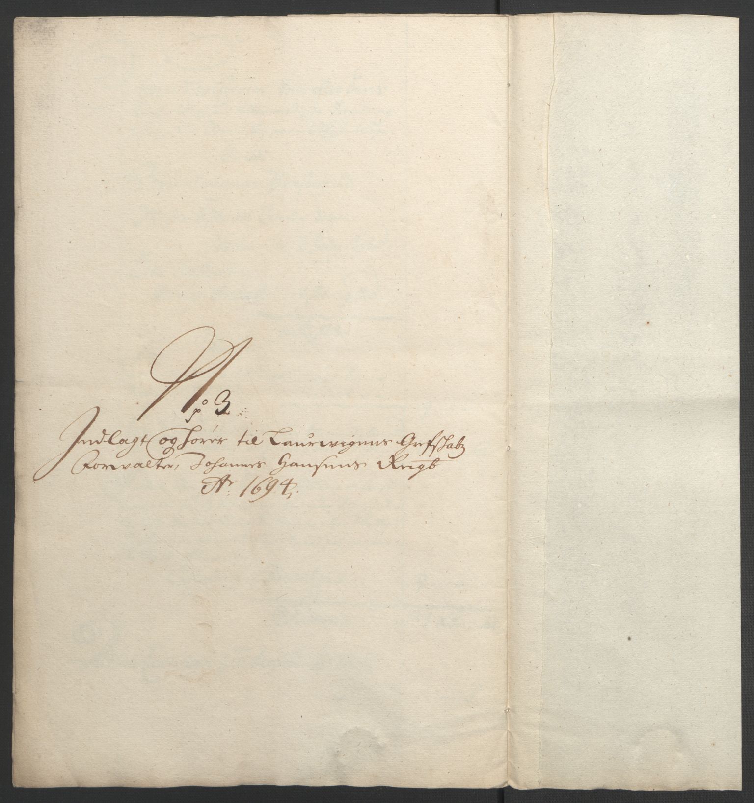 Rentekammeret inntil 1814, Reviderte regnskaper, Fogderegnskap, AV/RA-EA-4092/R33/L1974: Fogderegnskap Larvik grevskap, 1693-1695, p. 184