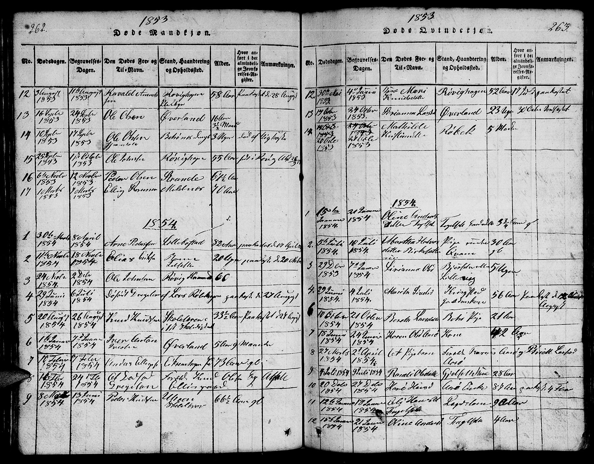 Ministerialprotokoller, klokkerbøker og fødselsregistre - Møre og Romsdal, SAT/A-1454/555/L0665: Parish register (copy) no. 555C01, 1818-1868, p. 262-263