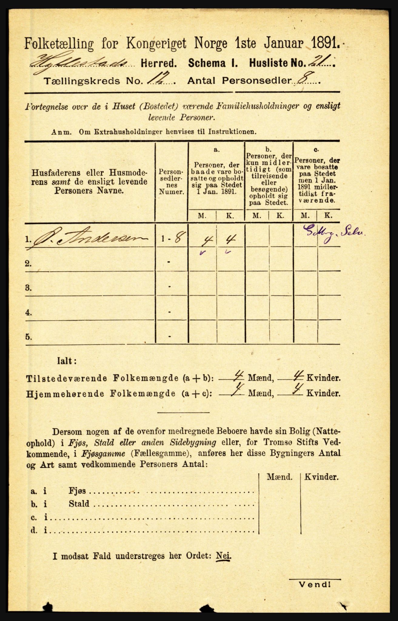 RA, 1891 census for 1413 Hyllestad, 1891, p. 2248