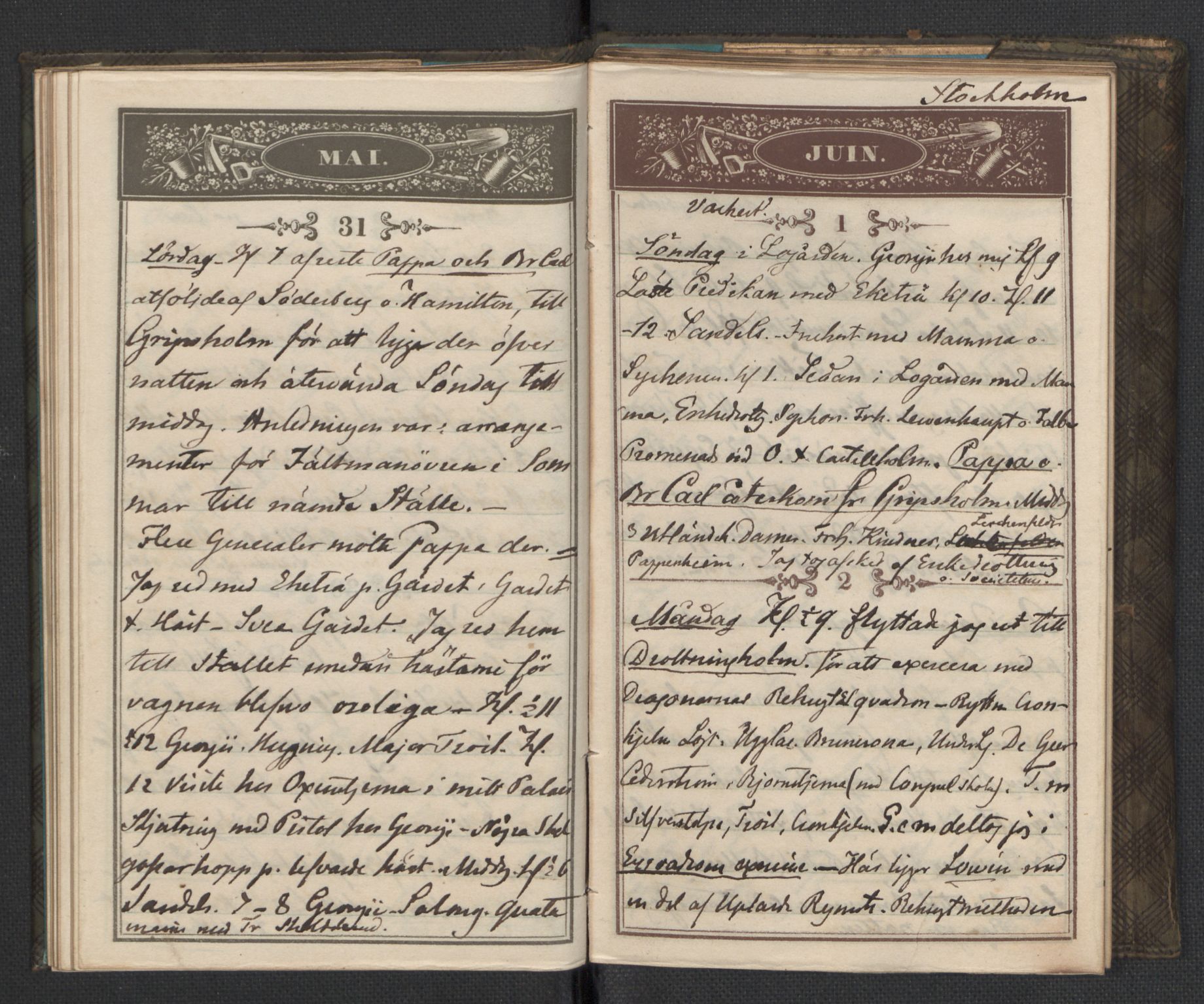 Bernadotte, AV/RA-PA-0318/F/L0001/0002: Privat materiale fra Bernadottefamilien / Dagbok, 1845, p. 46