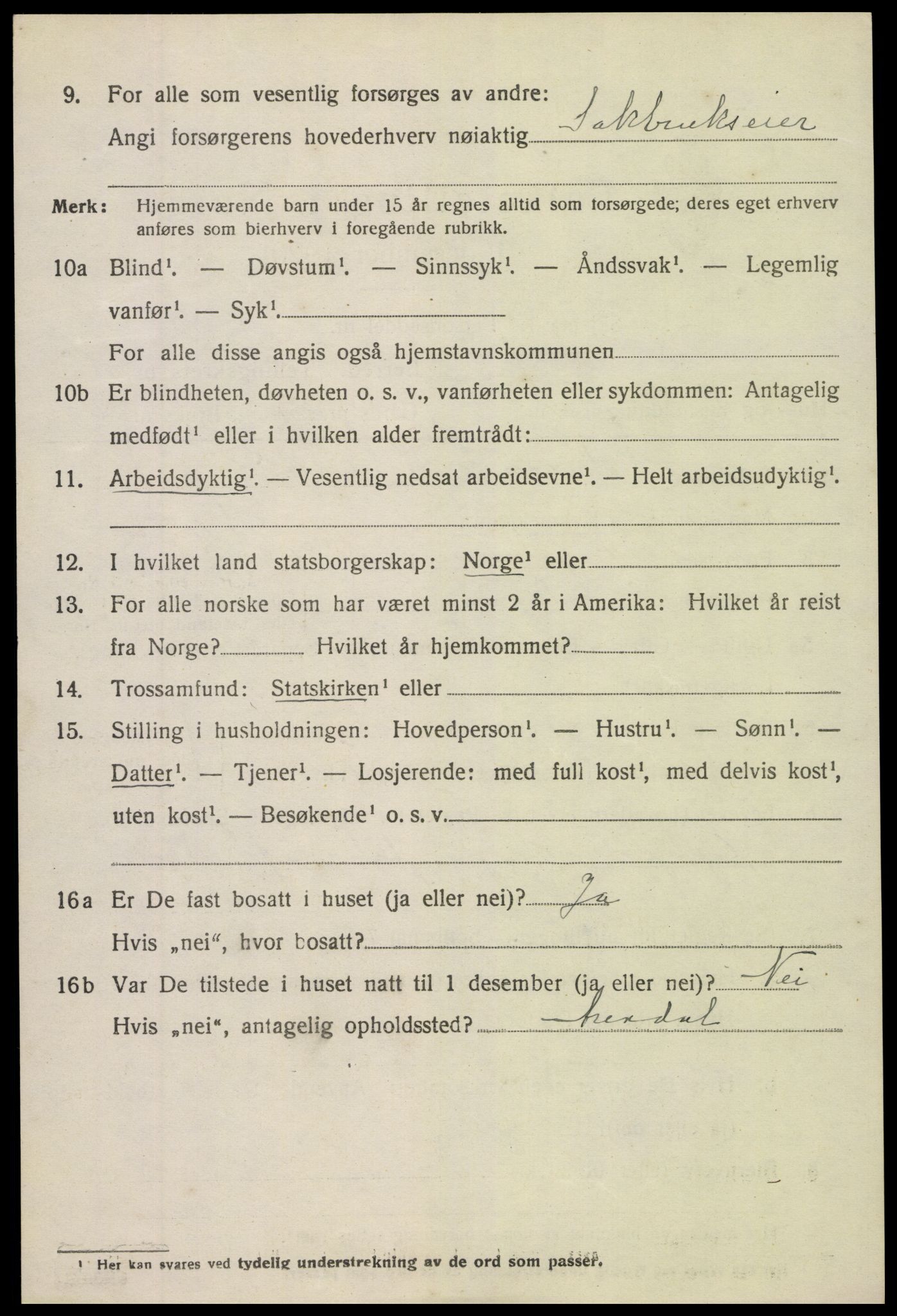 SAK, 1920 census for Holt, 1920, p. 5209