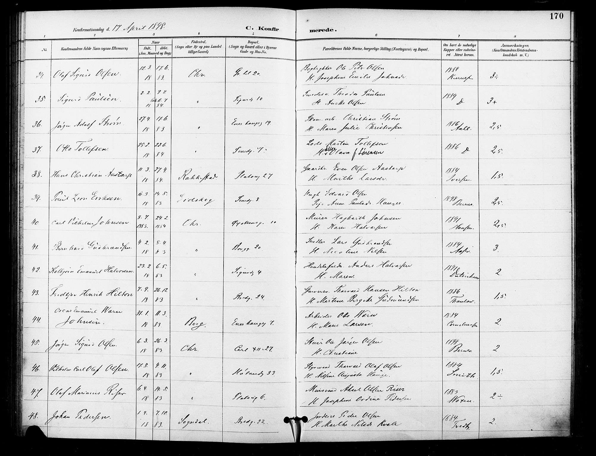 Grønland prestekontor Kirkebøker, AV/SAO-A-10848/F/Fa/L0011: Parish register (official) no. 11, 1892-1907, p. 170