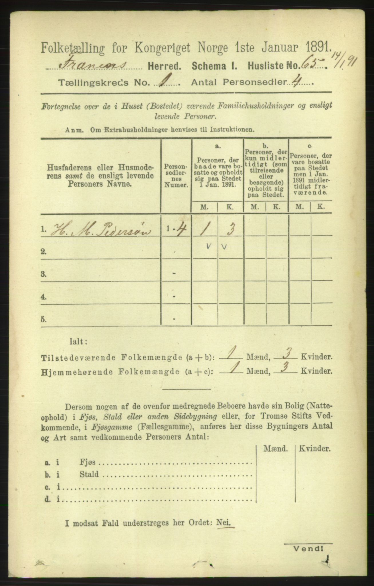 RA, 1891 census for 1548 Fræna, 1891, p. 88