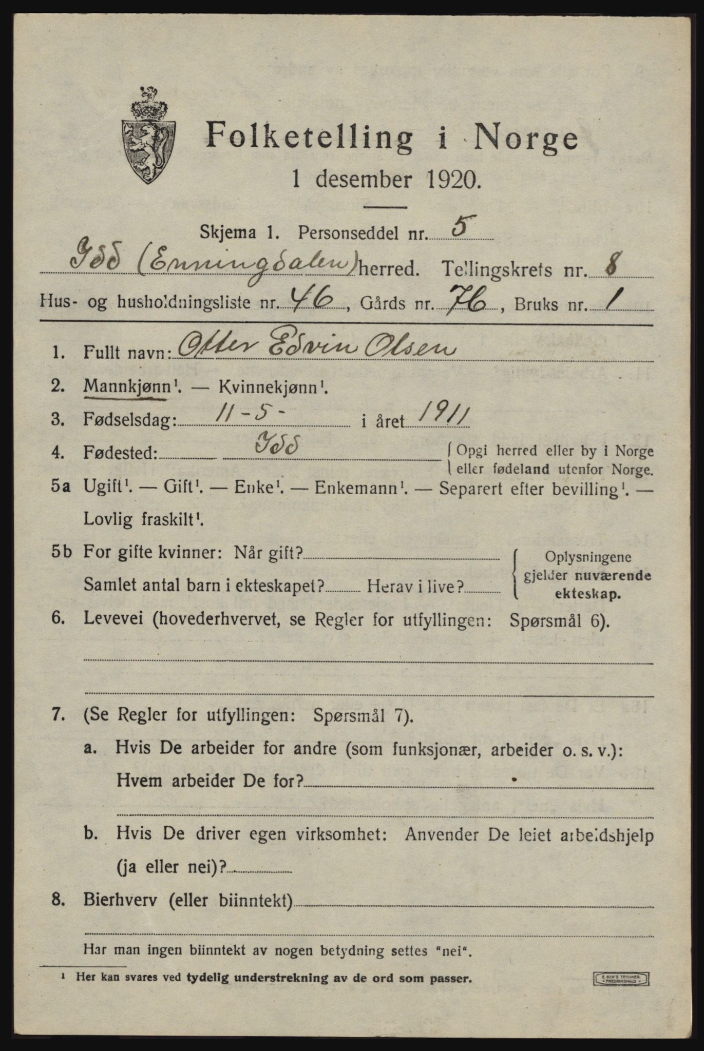 SAO, 1920 census for Idd, 1920, p. 10083