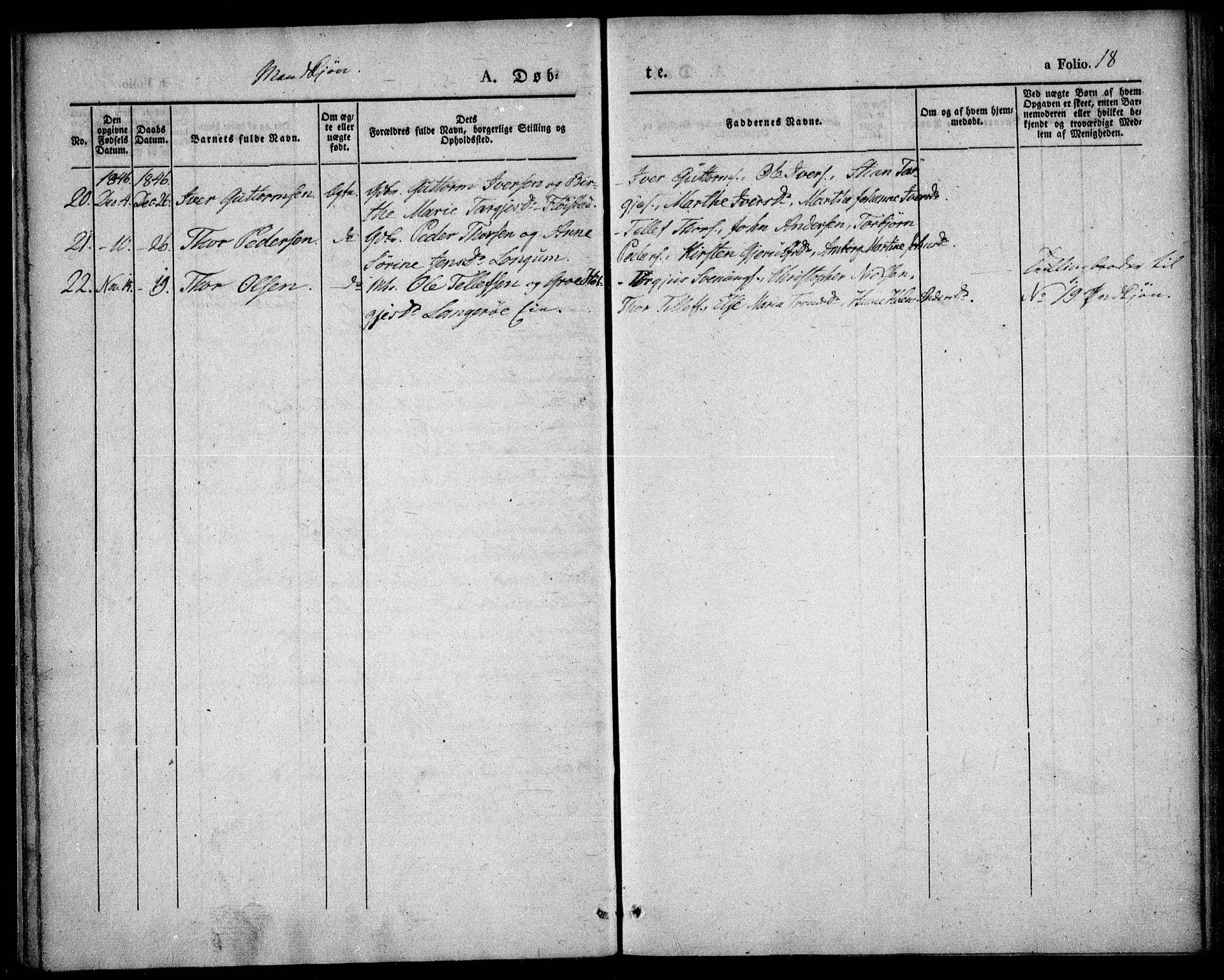 Austre Moland sokneprestkontor, SAK/1111-0001/F/Fa/Faa/L0006: Parish register (official) no. A 6, 1837-1846, p. 18