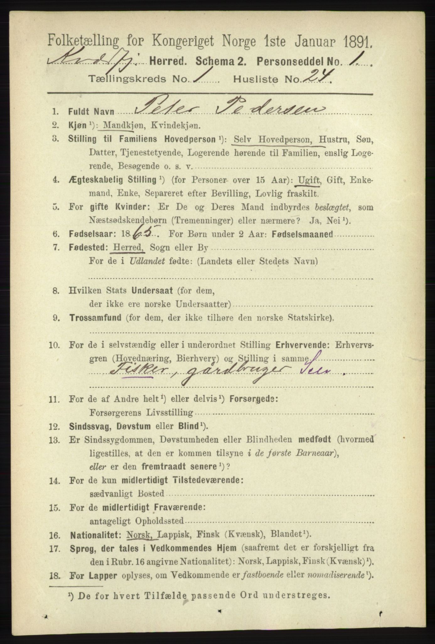 RA, 1891 census for 1911 Kvæfjord, 1891, p. 248