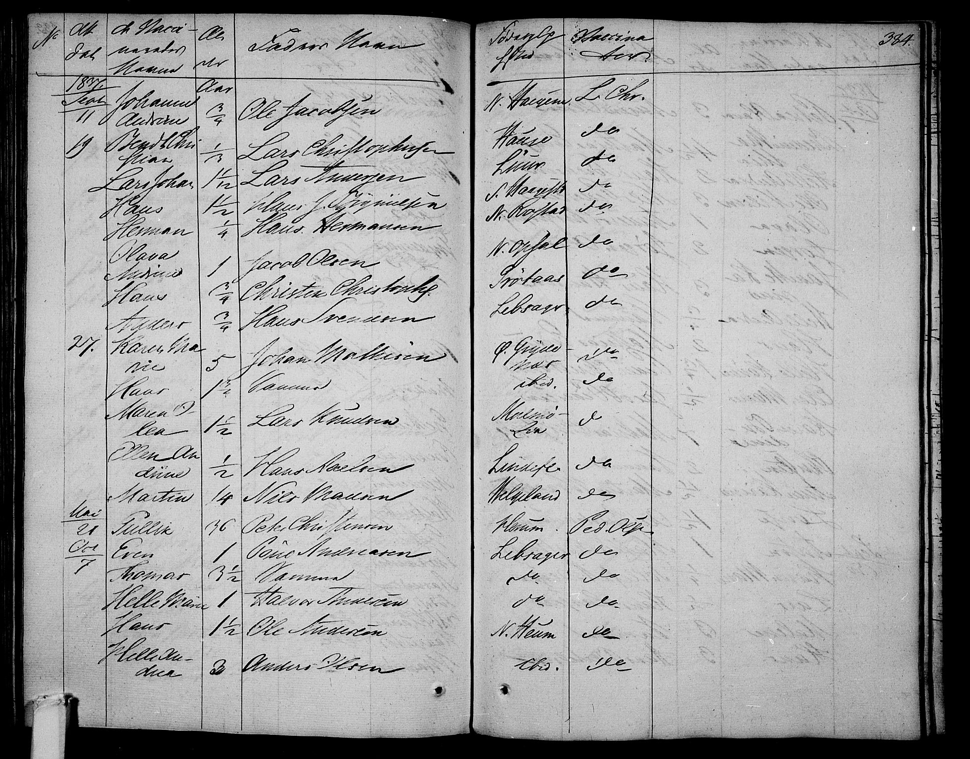 Våle kirkebøker, SAKO/A-334/F/Fa/L0008: Parish register (official) no. I 8, 1824-1844, p. 384