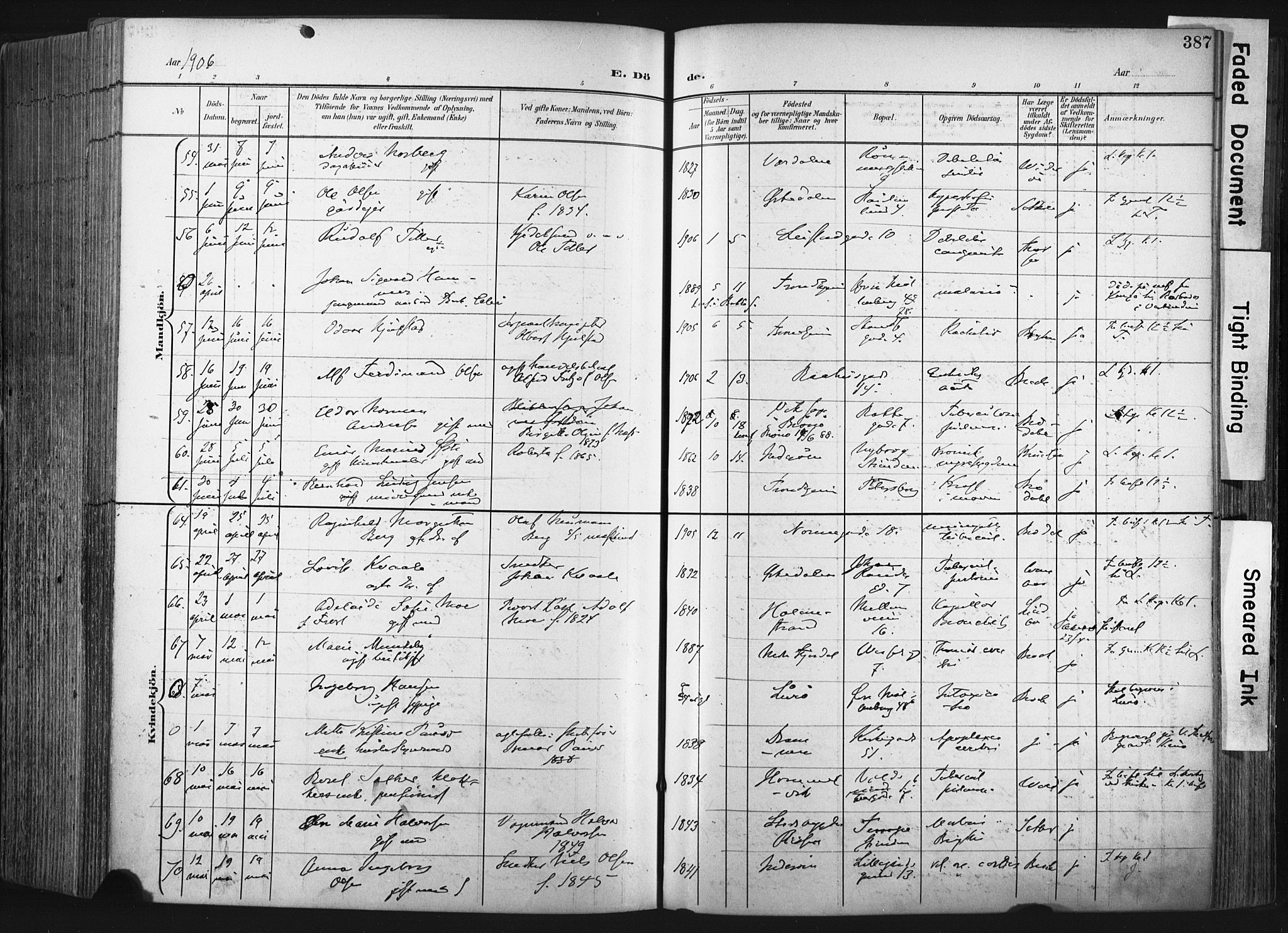 Ministerialprotokoller, klokkerbøker og fødselsregistre - Sør-Trøndelag, SAT/A-1456/604/L0201: Parish register (official) no. 604A21, 1901-1911, p. 387