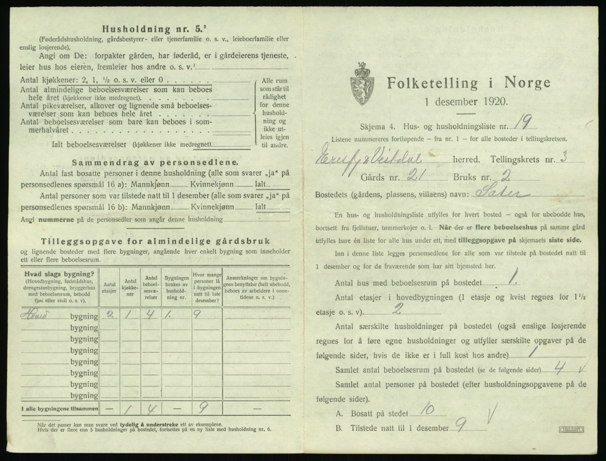 SAT, 1920 census for Eresfjord og Vistdal, 1920, p. 269