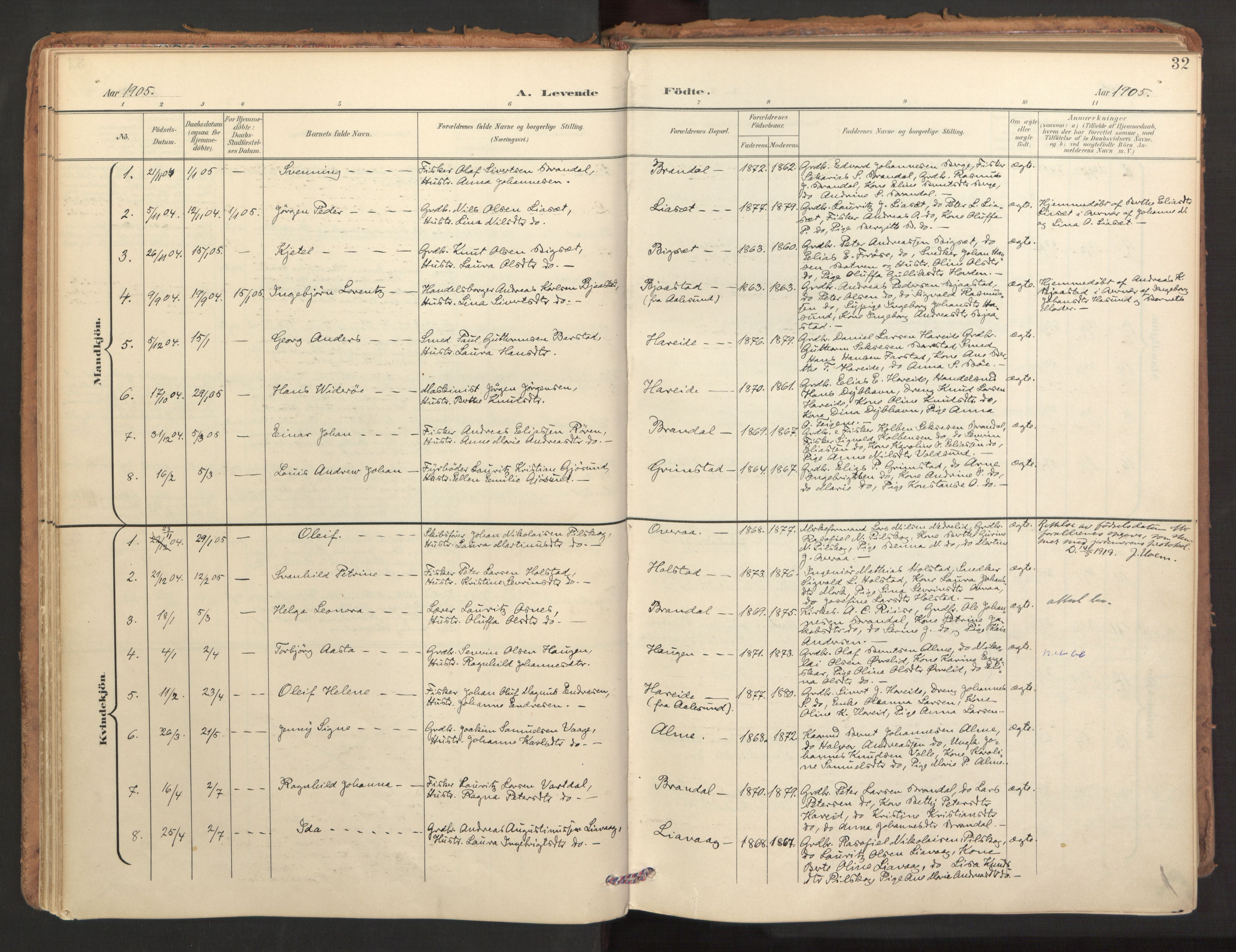 Ministerialprotokoller, klokkerbøker og fødselsregistre - Møre og Romsdal, SAT/A-1454/510/L0123: Parish register (official) no. 510A03, 1898-1922, p. 32