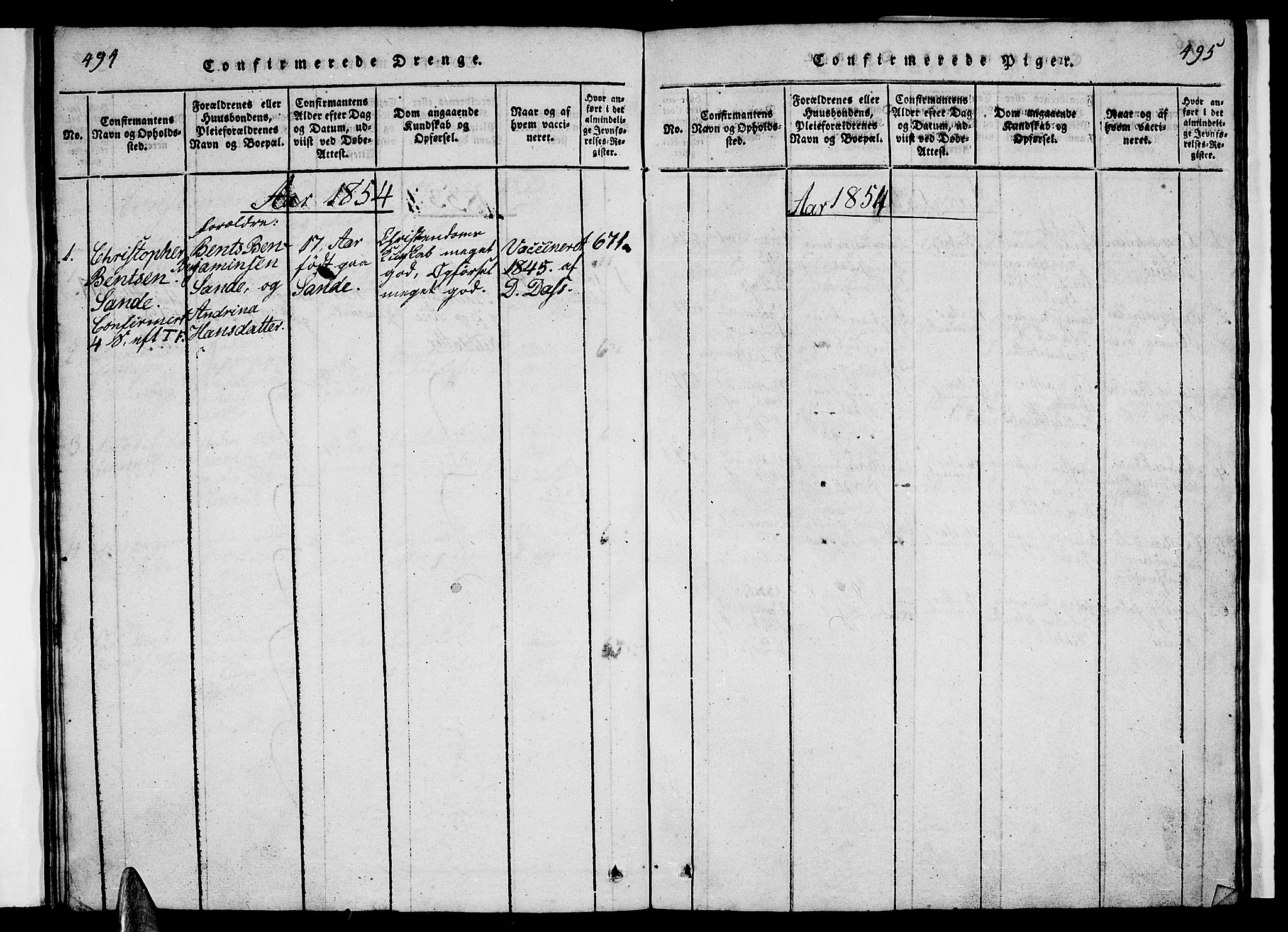 Ministerialprotokoller, klokkerbøker og fødselsregistre - Nordland, SAT/A-1459/840/L0581: Parish register (copy) no. 840C01, 1820-1873, p. 494-495