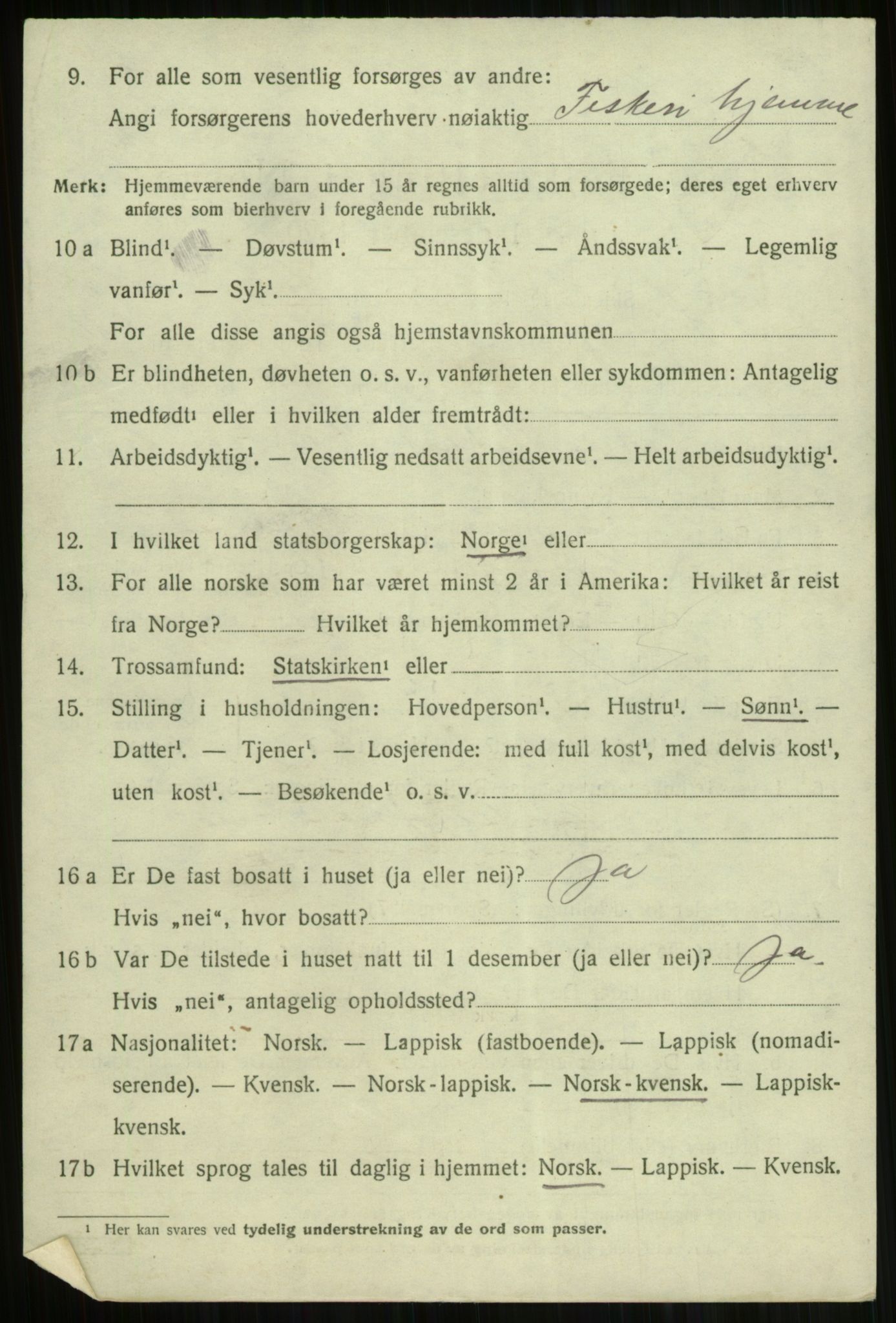 SATØ, 1920 census for Lyngen, 1920, p. 13880