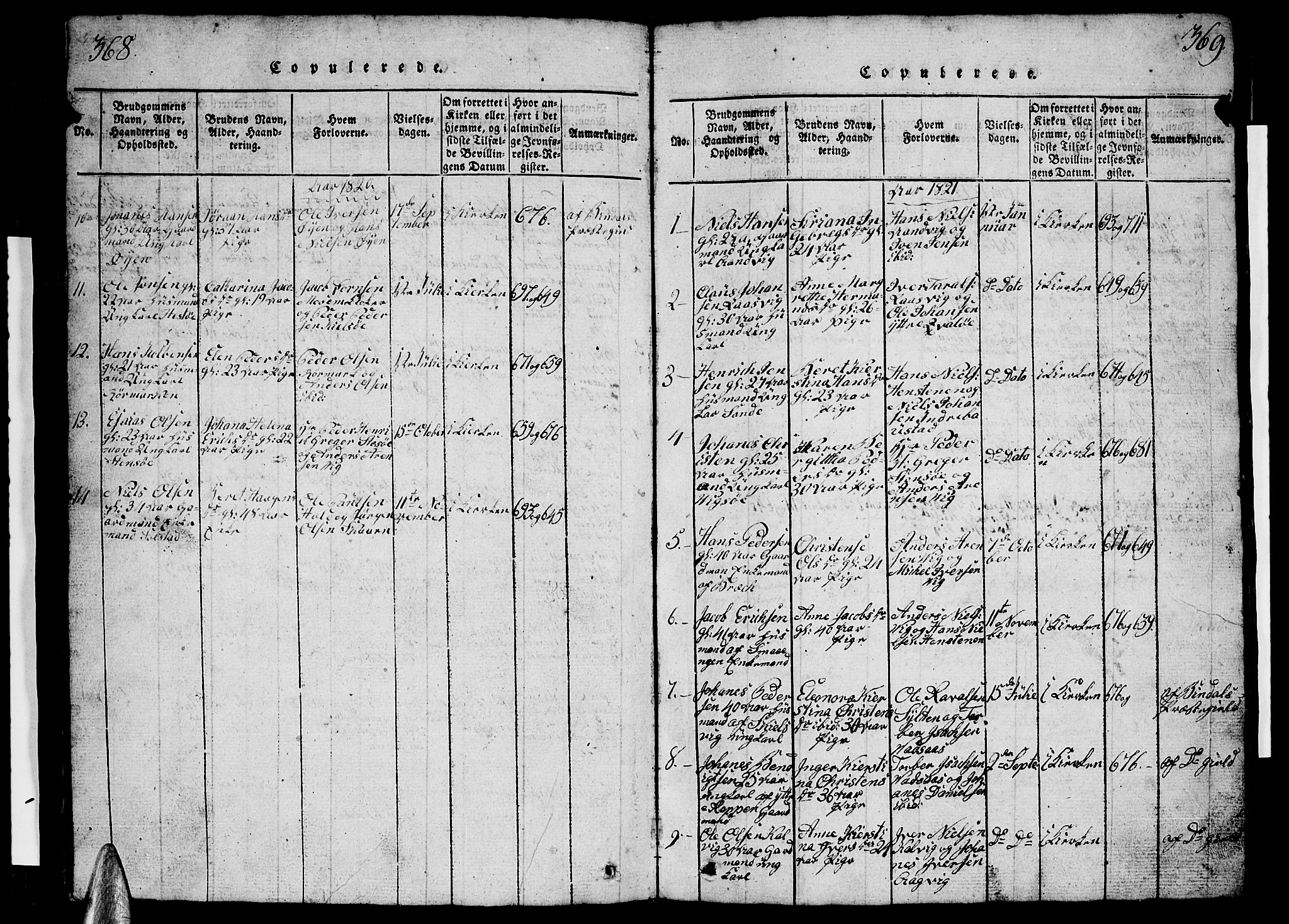 Ministerialprotokoller, klokkerbøker og fødselsregistre - Nordland, SAT/A-1459/812/L0186: Parish register (copy) no. 812C04, 1820-1849, p. 368-369