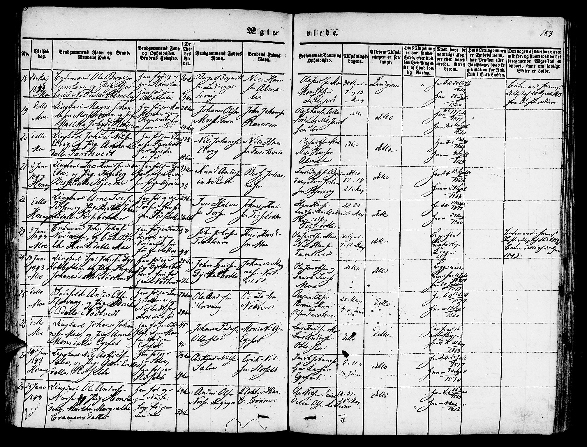 Hosanger sokneprestembete, AV/SAB-A-75801/H/Haa: Parish register (official) no. A 7, 1835-1848, p. 183