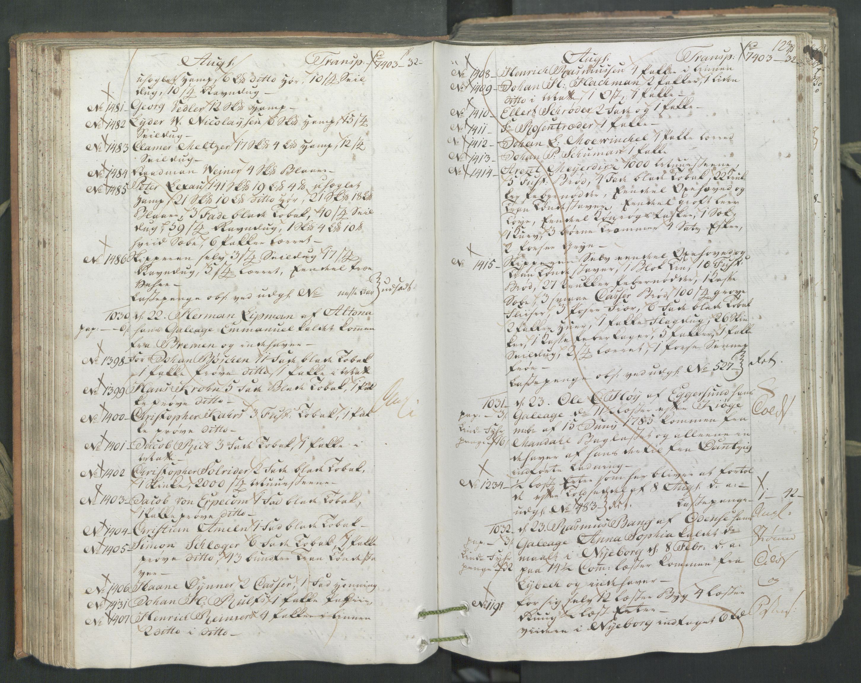 Generaltollkammeret, tollregnskaper, AV/RA-EA-5490/R26/L0222/0001: Tollregnskaper Bergen A / Inngående hovedtollbok, 1786, p. 122b-123a
