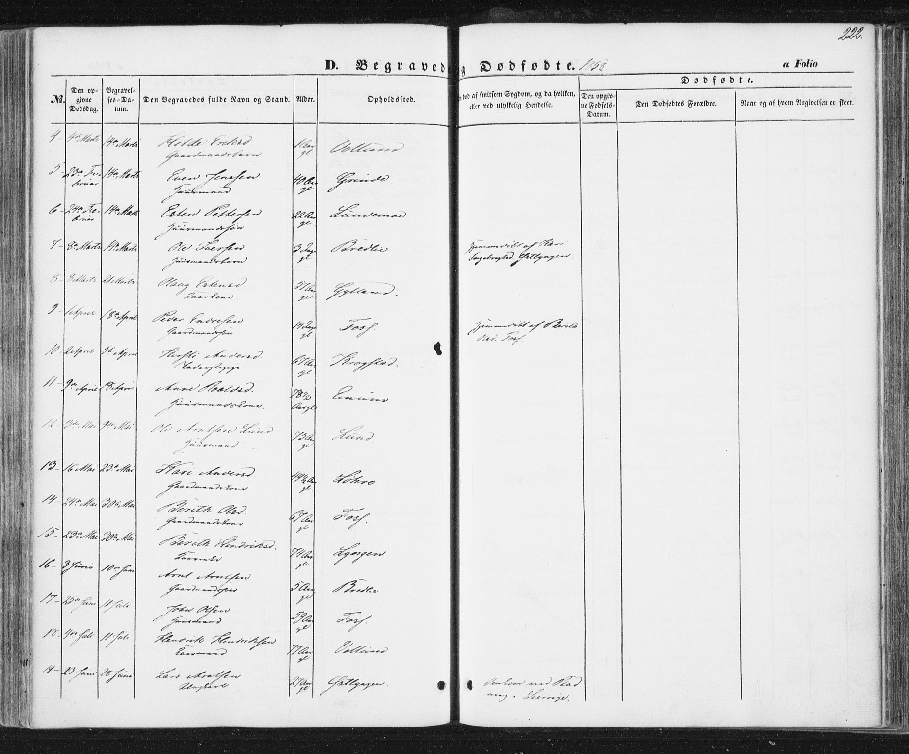 Ministerialprotokoller, klokkerbøker og fødselsregistre - Sør-Trøndelag, AV/SAT-A-1456/692/L1103: Parish register (official) no. 692A03, 1849-1870, p. 222