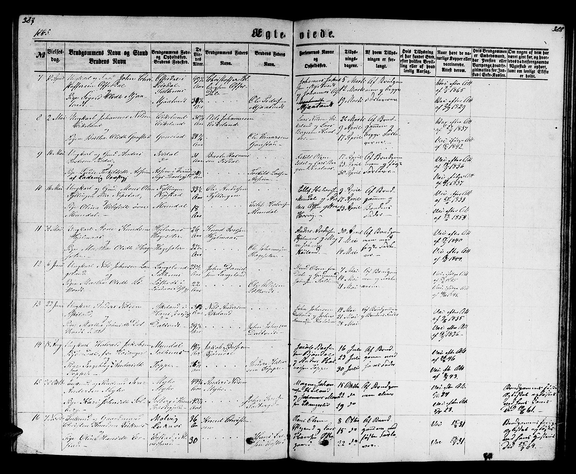 Hamre sokneprestembete, SAB/A-75501/H/Ha/Hab: Parish register (copy) no. B 2, 1863-1880, p. 387-388