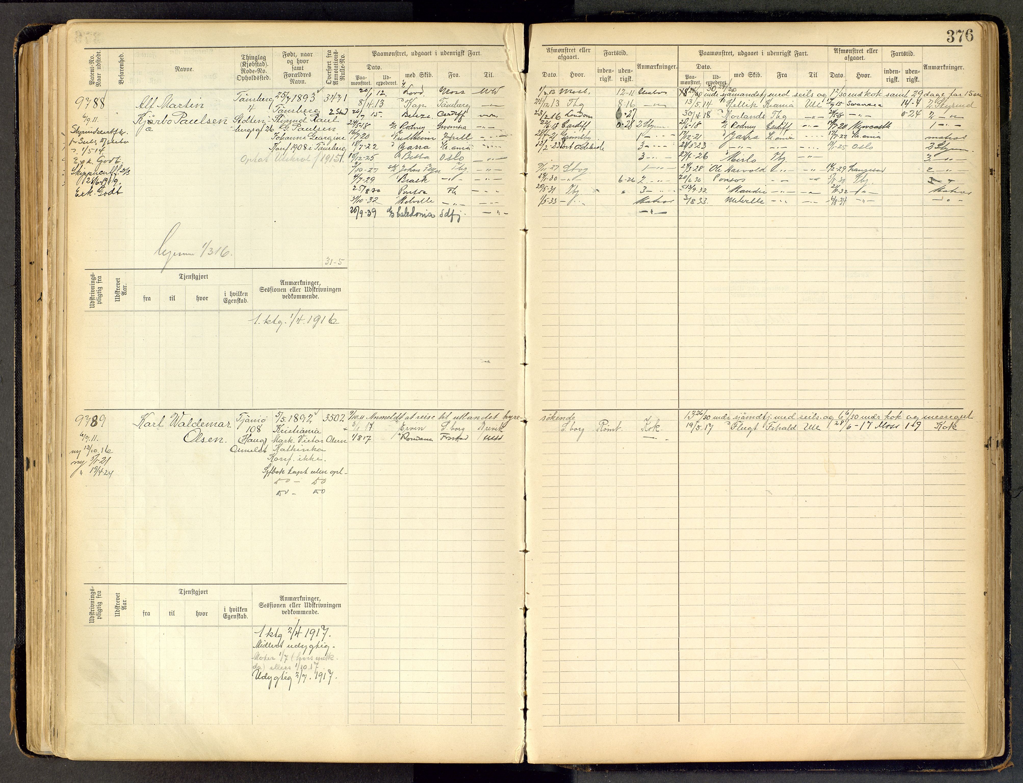 Tønsberg innrulleringskontor, AV/SAKO-A-786/F/Fc/Fca/L0011: Hovedrulle Patent nr. 9038-9992, 1900-1912, p. 376