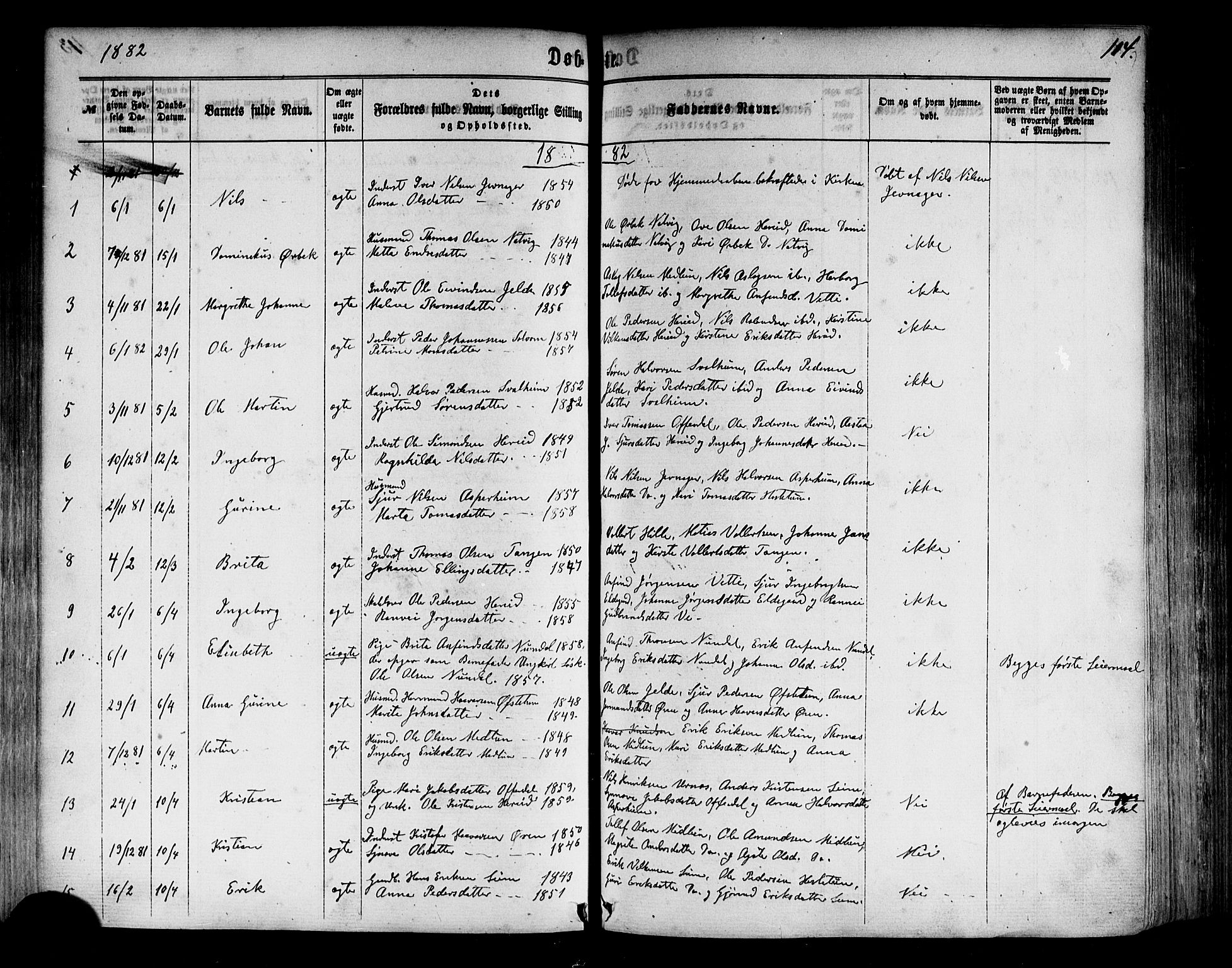 Årdal sokneprestembete, SAB/A-81701: Parish register (official) no. A 3, 1863-1886, p. 114