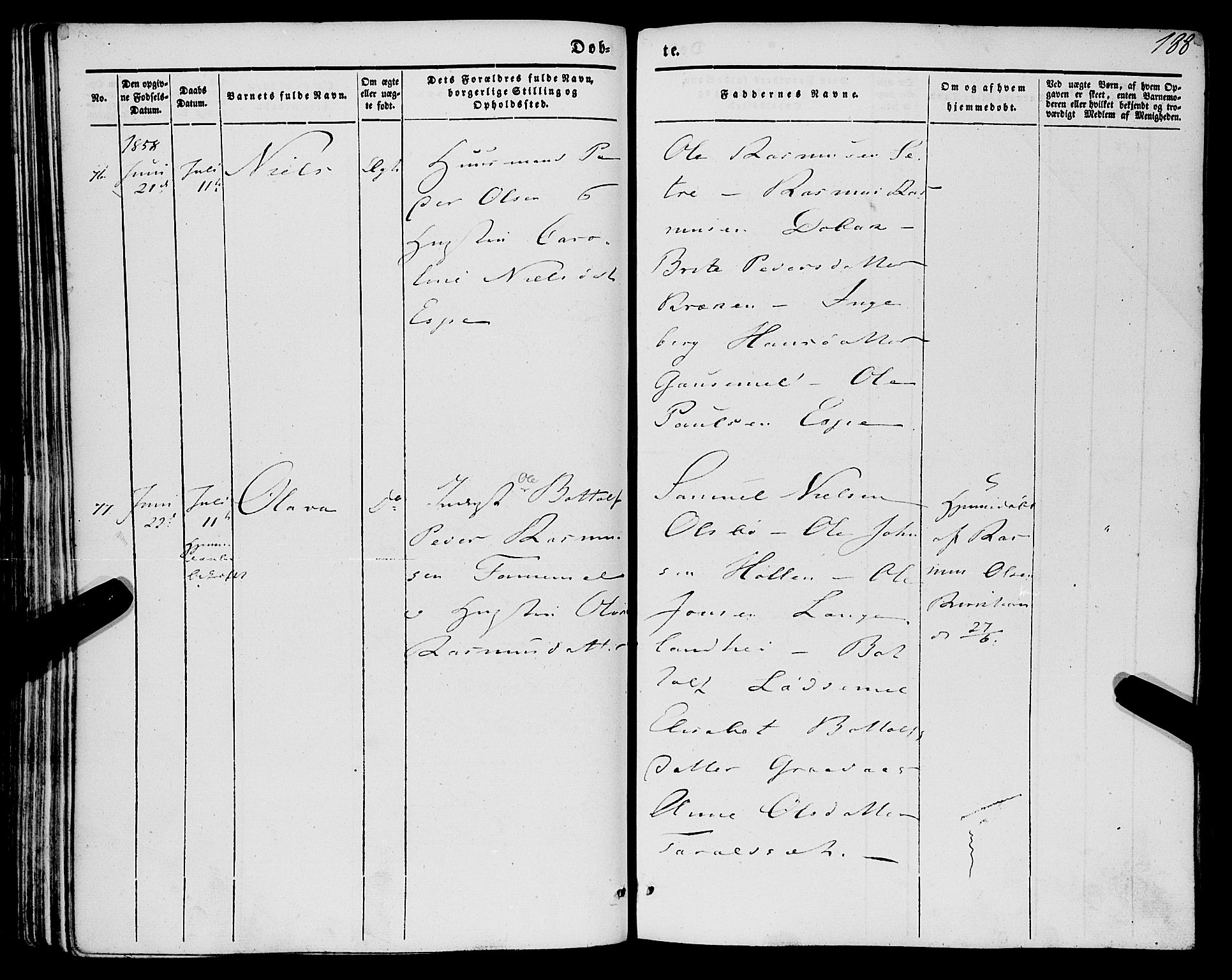 Eid sokneprestembete, AV/SAB-A-82301/H/Haa/Haaa/L0007: Parish register (official) no. A 7, 1844-1858, p. 188