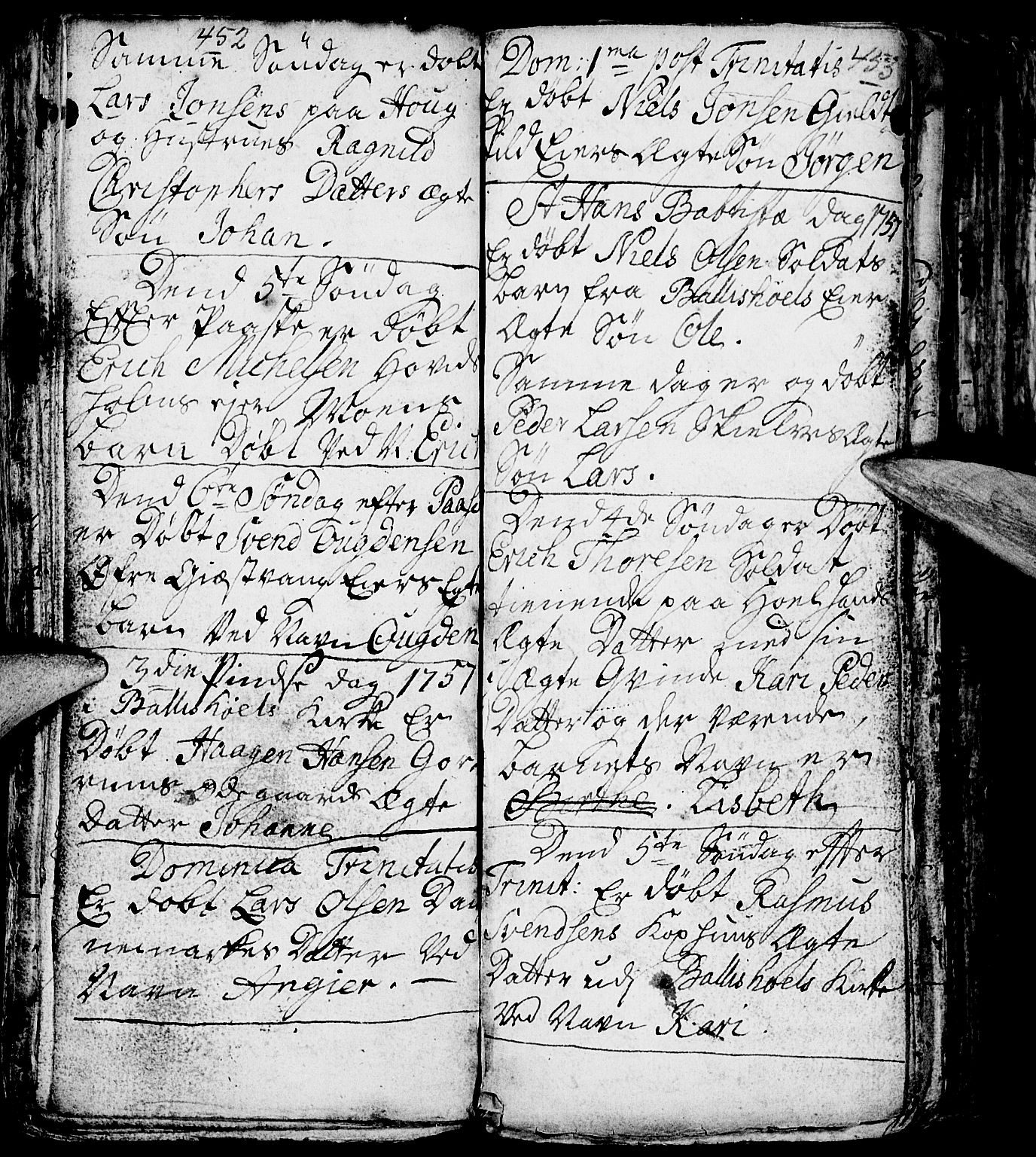 Nes prestekontor, Hedmark, AV/SAH-PREST-020/L/La/L0001: Parish register (copy) no. 1, 1663-1784, p. 452-453