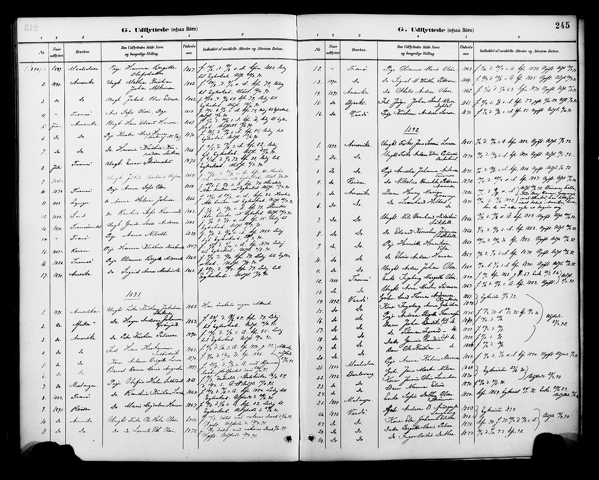 Lenvik sokneprestembete, AV/SATØ-S-1310/H/Ha/Haa/L0013kirke: Parish register (official) no. 13, 1890-1898, p. 245